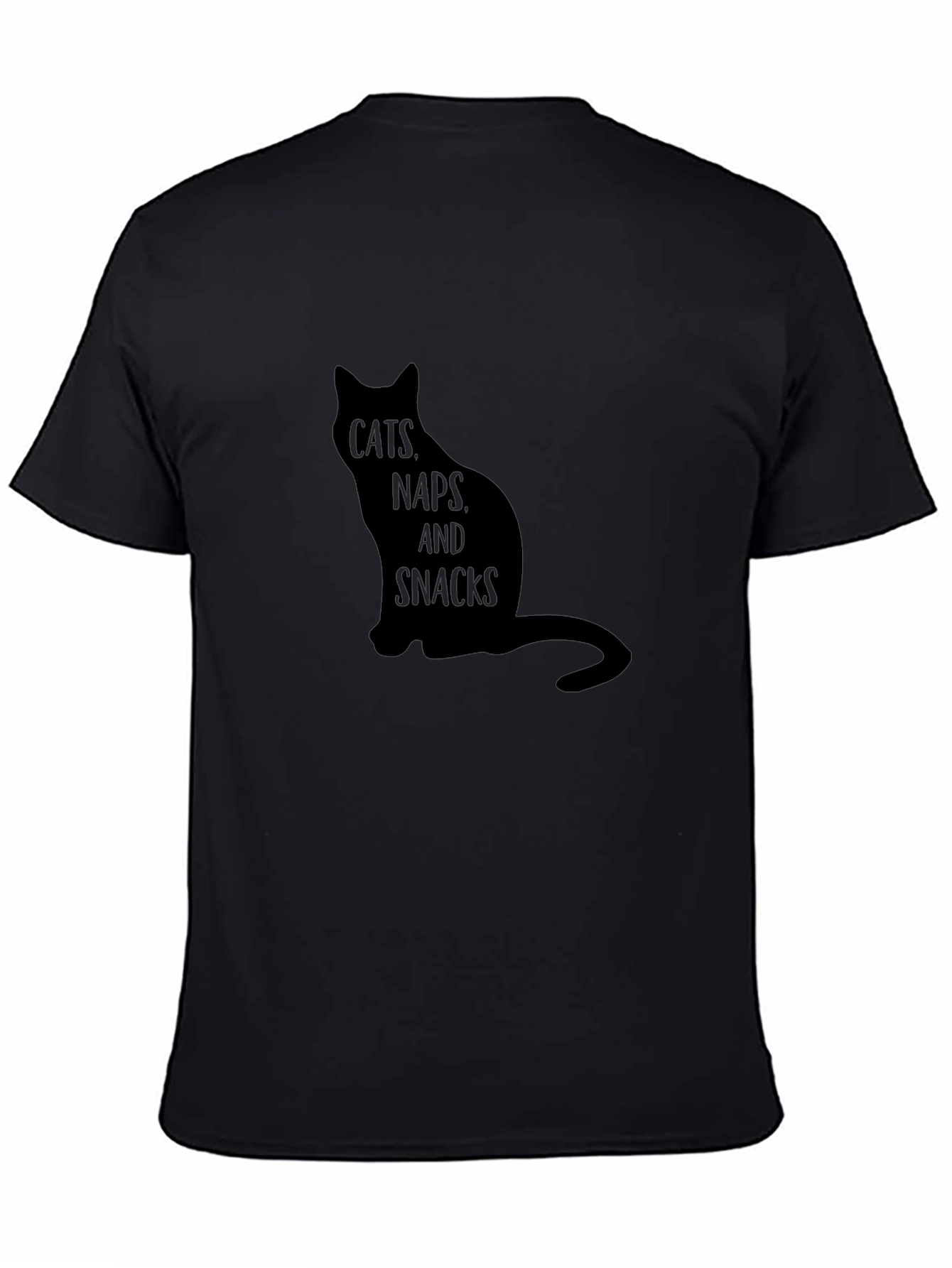 Cats Naps Snacks Black T-Shirt
