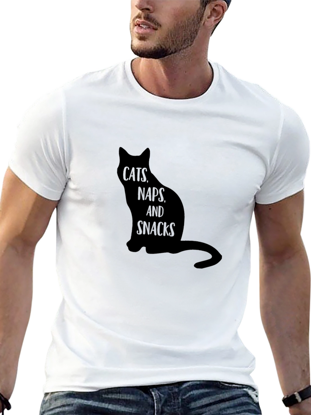 Cats Naps Snacks Black T-Shirt
