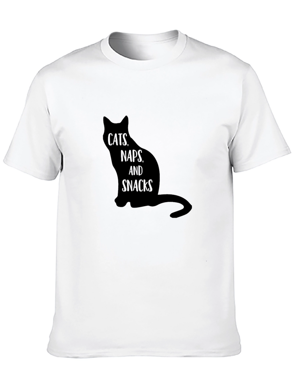 Cats Naps Snacks Black T-Shirt
