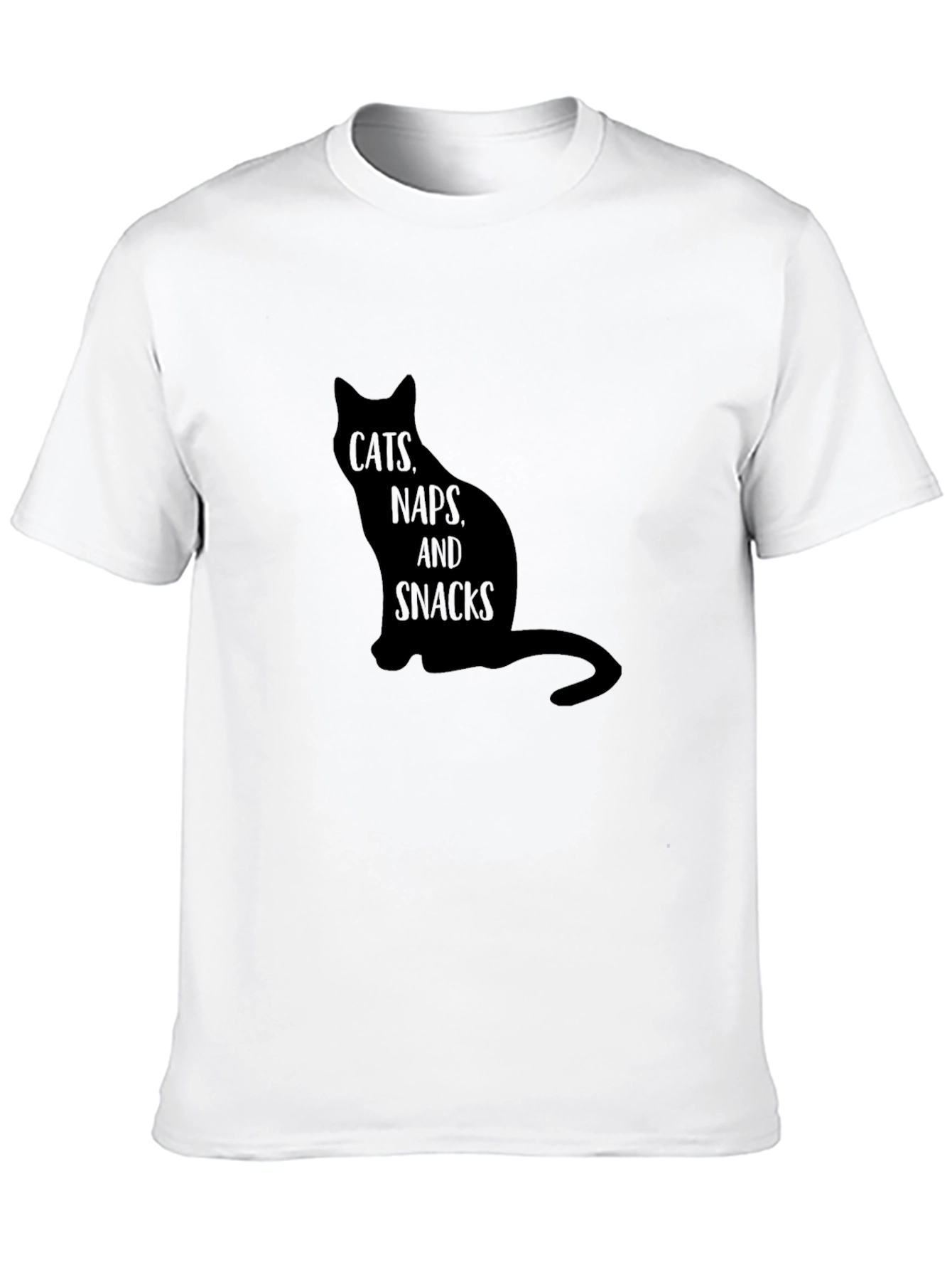 Cats Naps Snacks Black T-Shirt