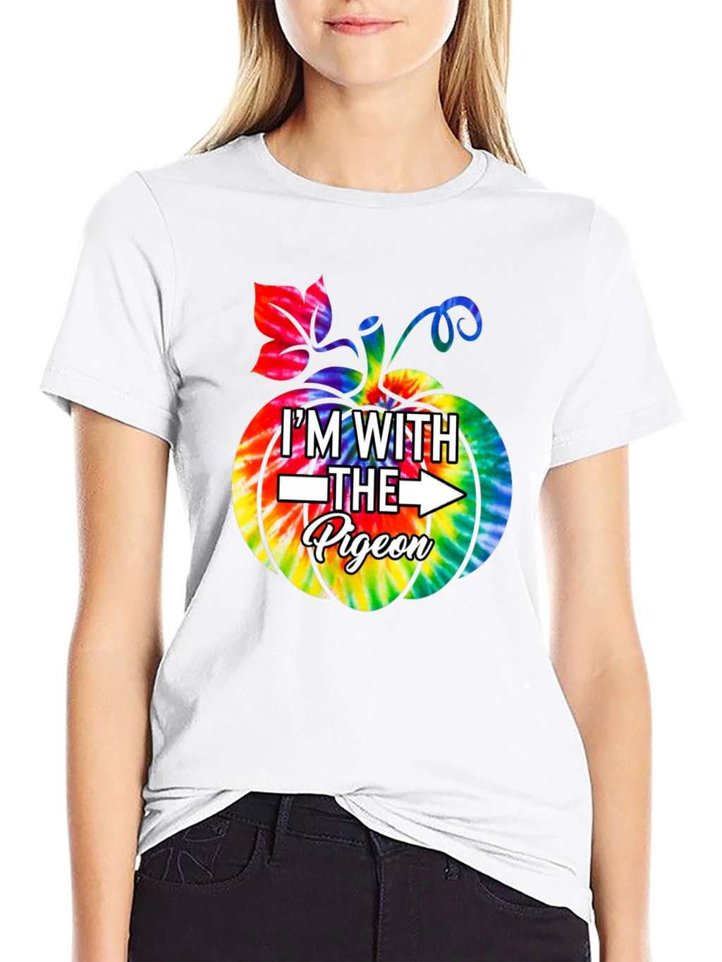 Im With The Pigeon Tie Dye Pumpkin T-Shirt
