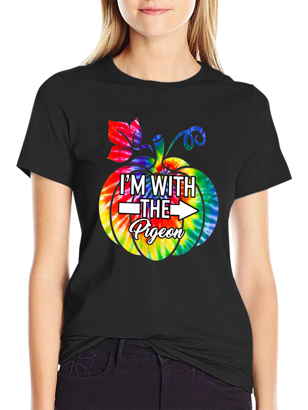 Im With The Pigeon Tie Dye Pumpkin T-Shirt