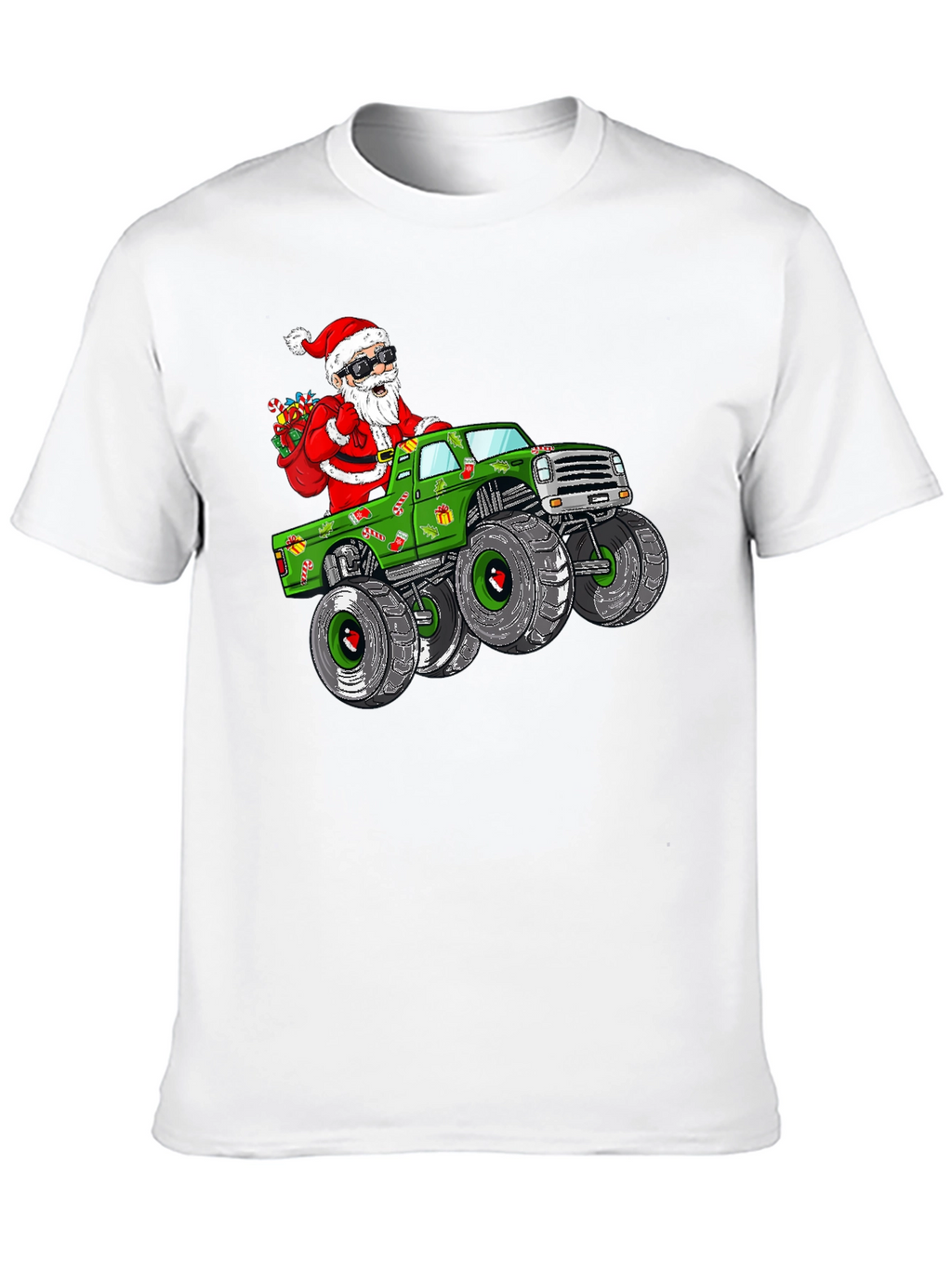 Santa Monster Truck T-Shirt: Holiday Cheer on Wheels!