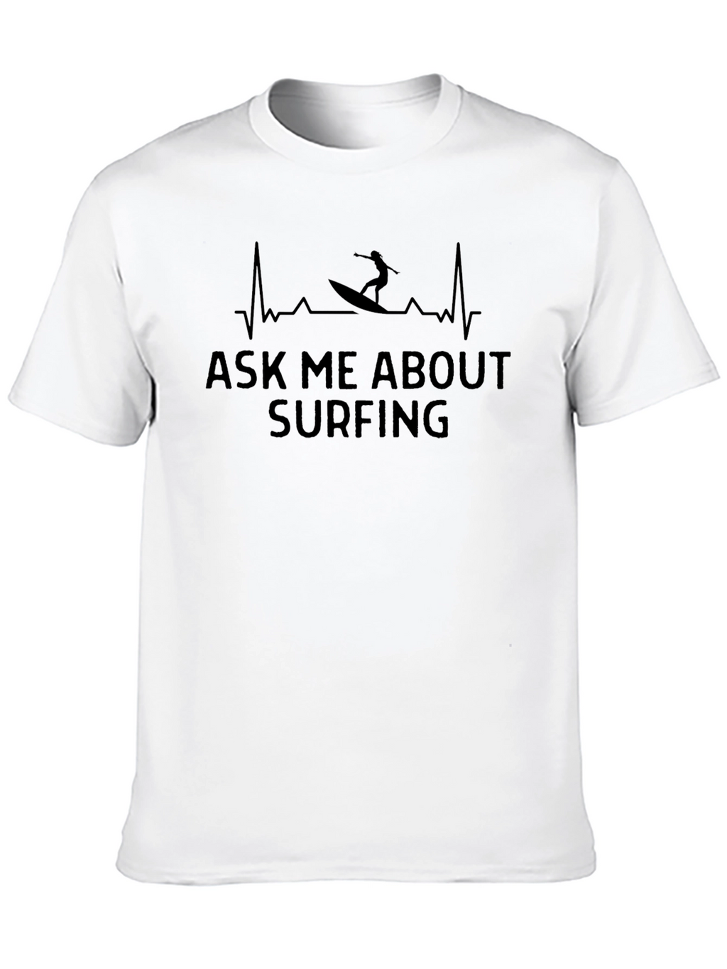 Ask Me About Surfing Black Graphic T-Shirt