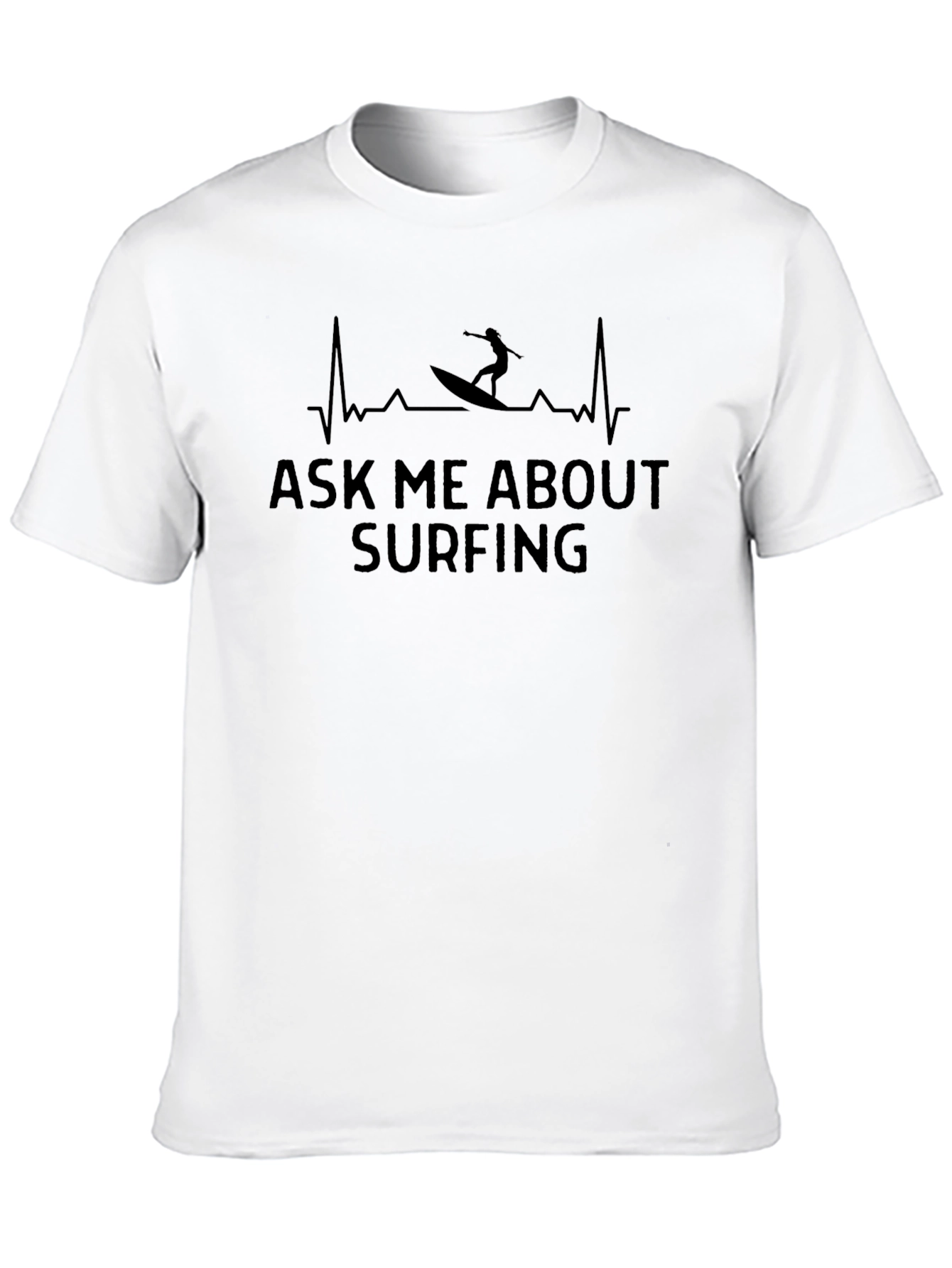 Ask Me About Surfing Black Graphic T-Shirt