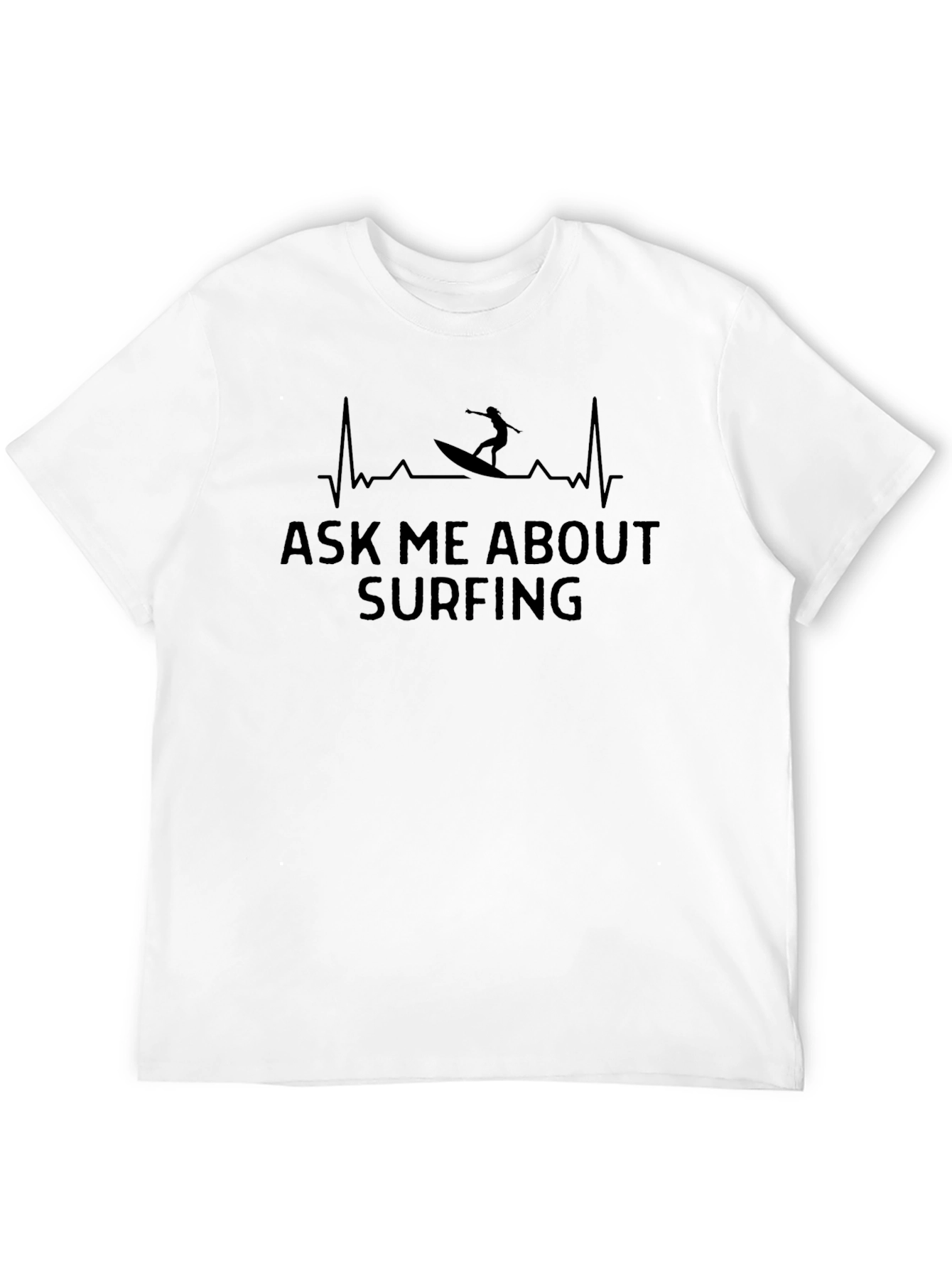 Ask Me About Surfing Black Graphic T-Shirt