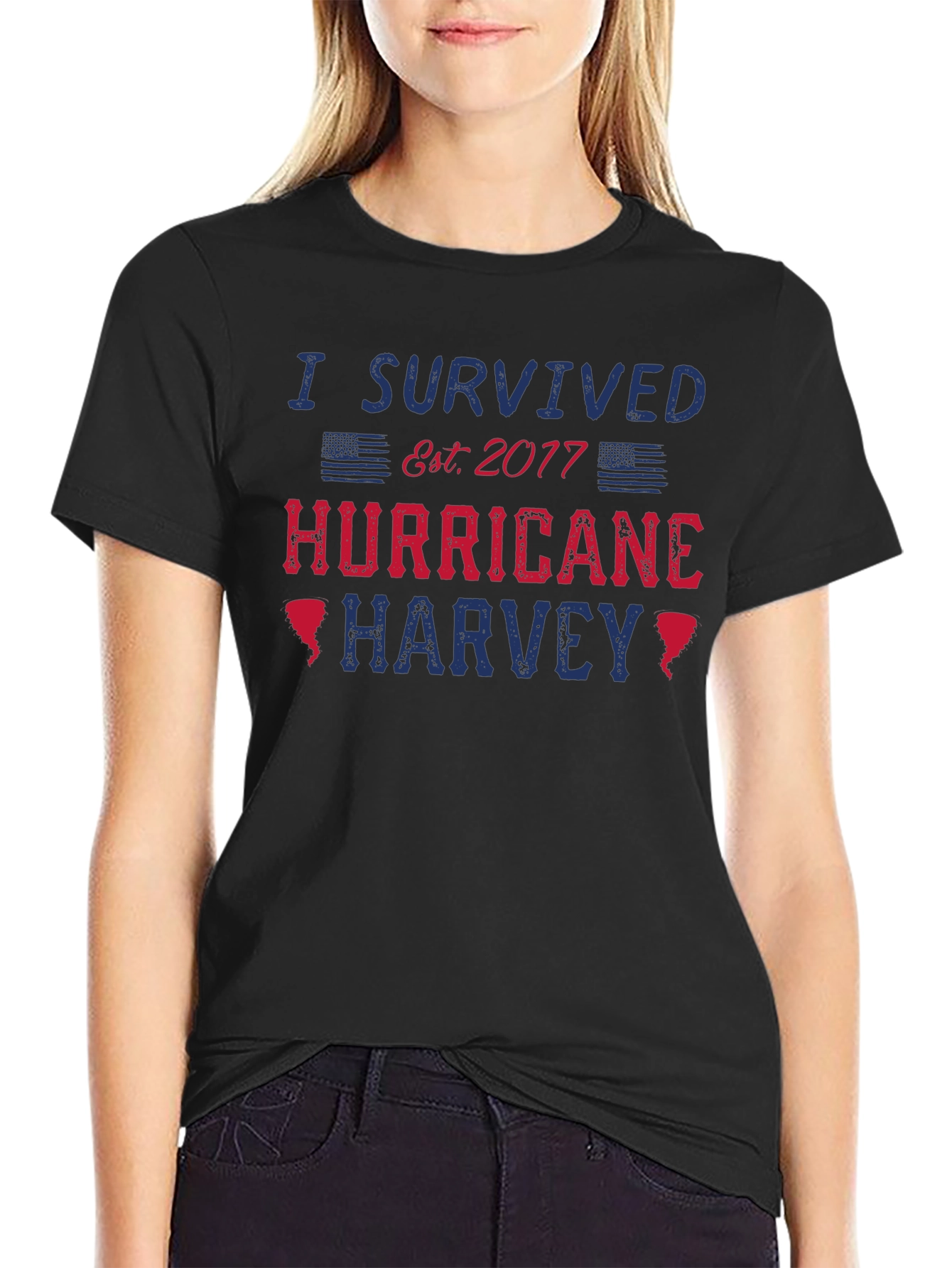 I Survived Hurricane Harvey Black T-Shirt