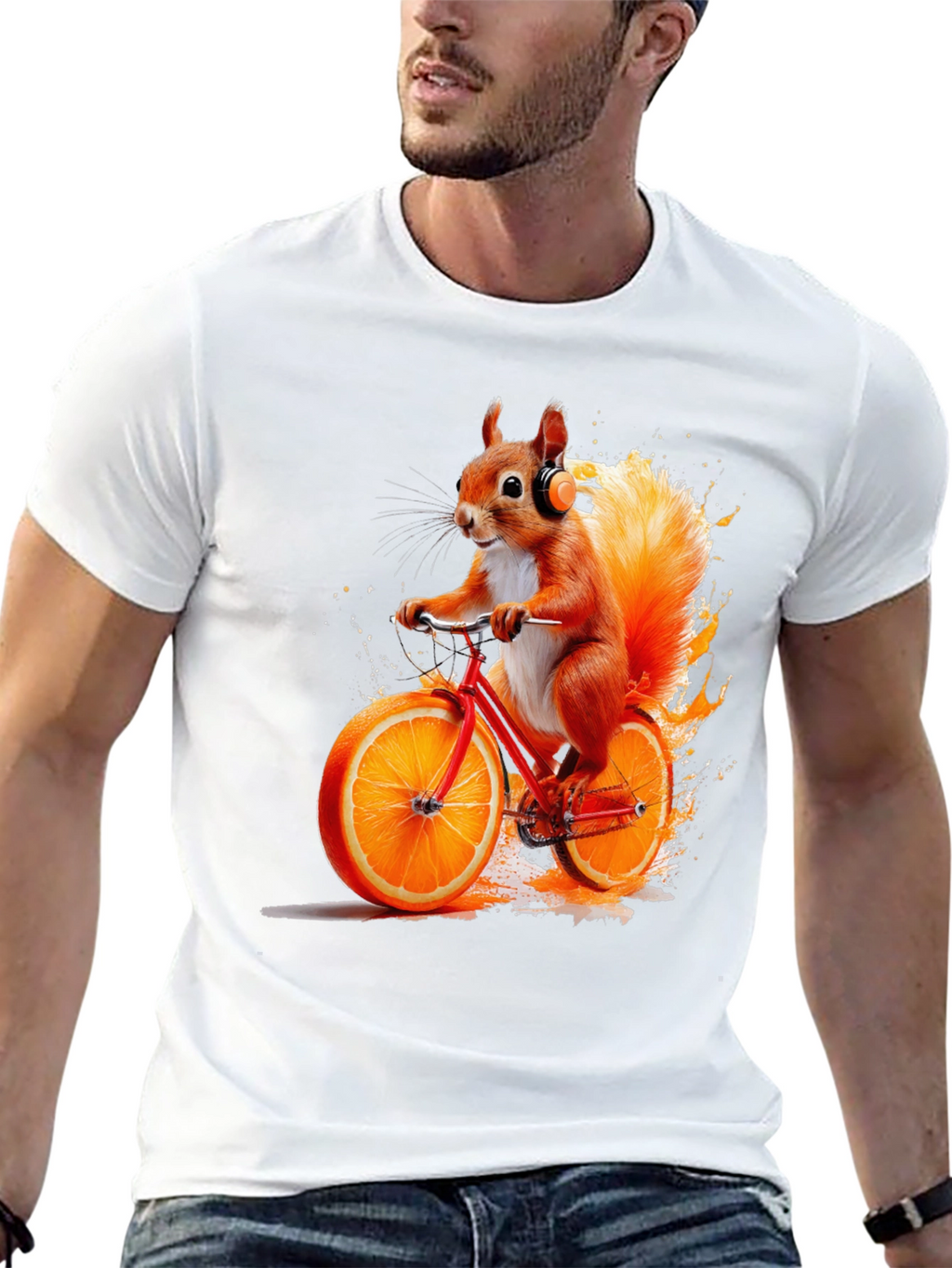 Squirrel on Orange Bike T-Shirt