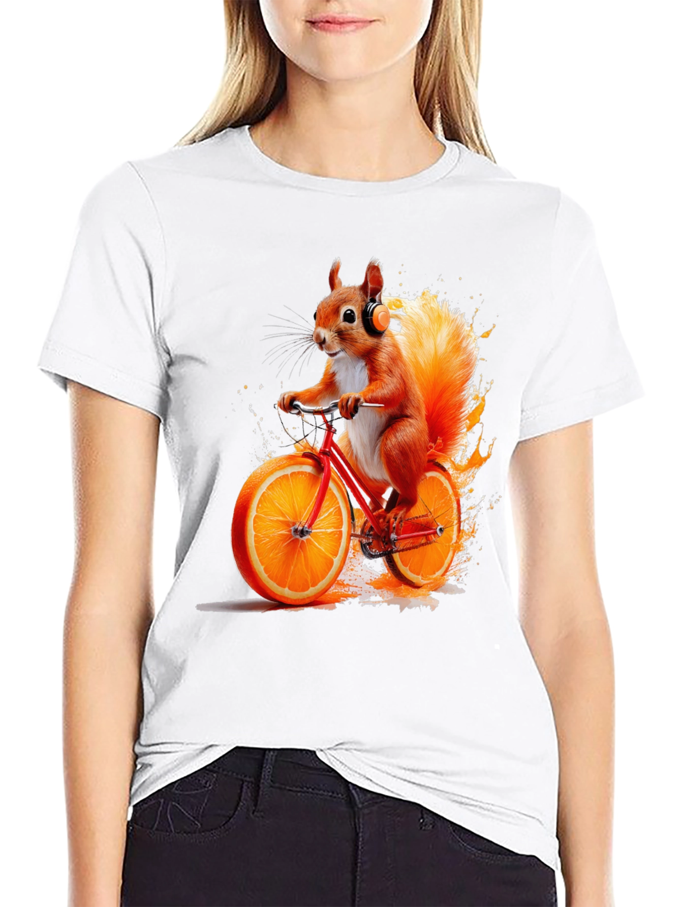 Squirrel on Orange Bike T-Shirt