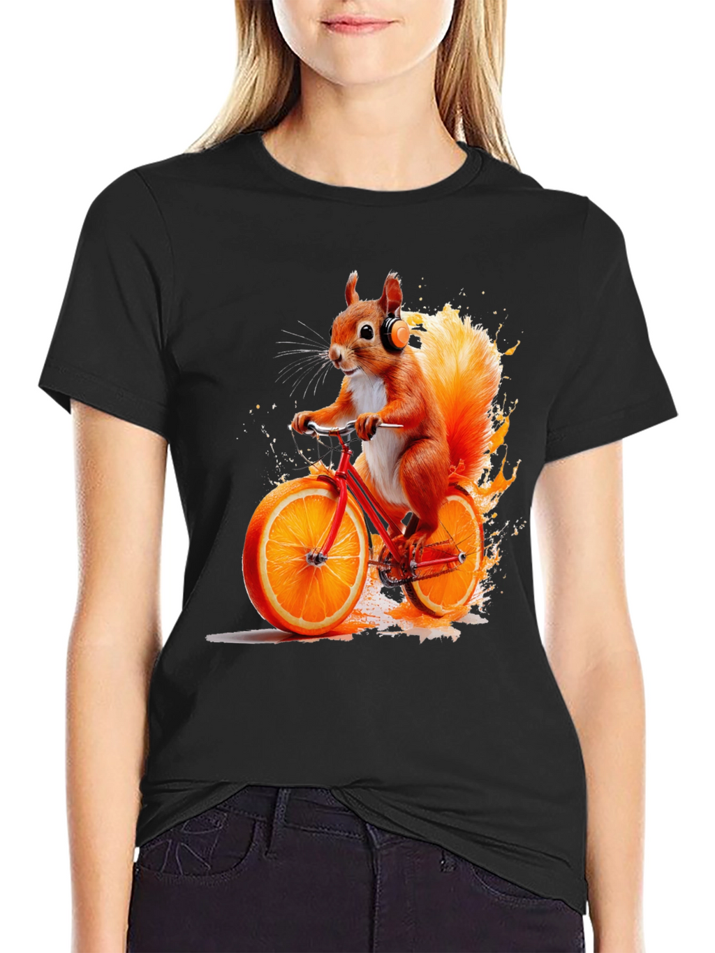 Squirrel on Orange Bike T-Shirt