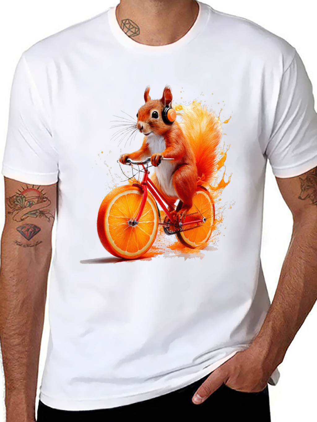 Squirrel on Orange Bike T-Shirt