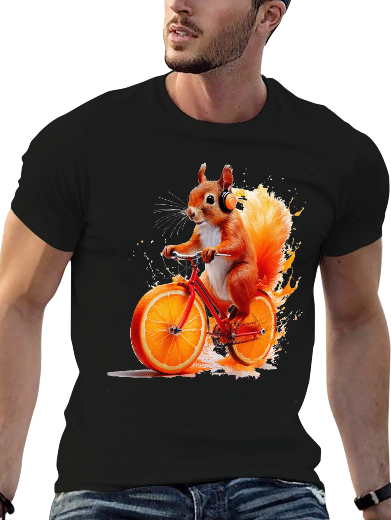 Squirrel on Orange Bike T-Shirt