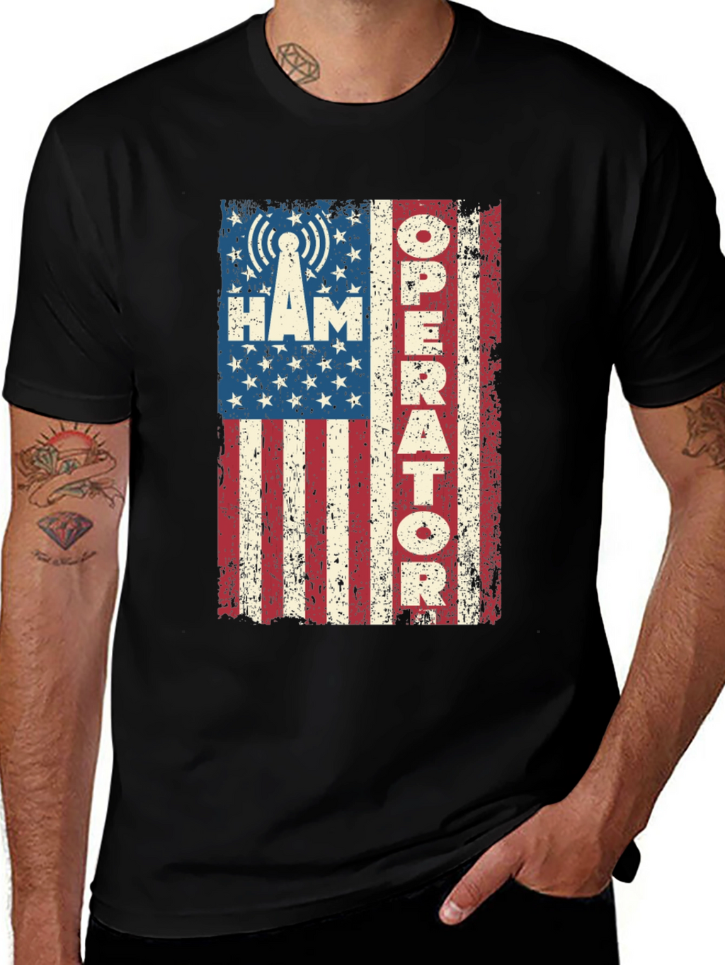 Ham Radio Operator American Flag T-Shirt