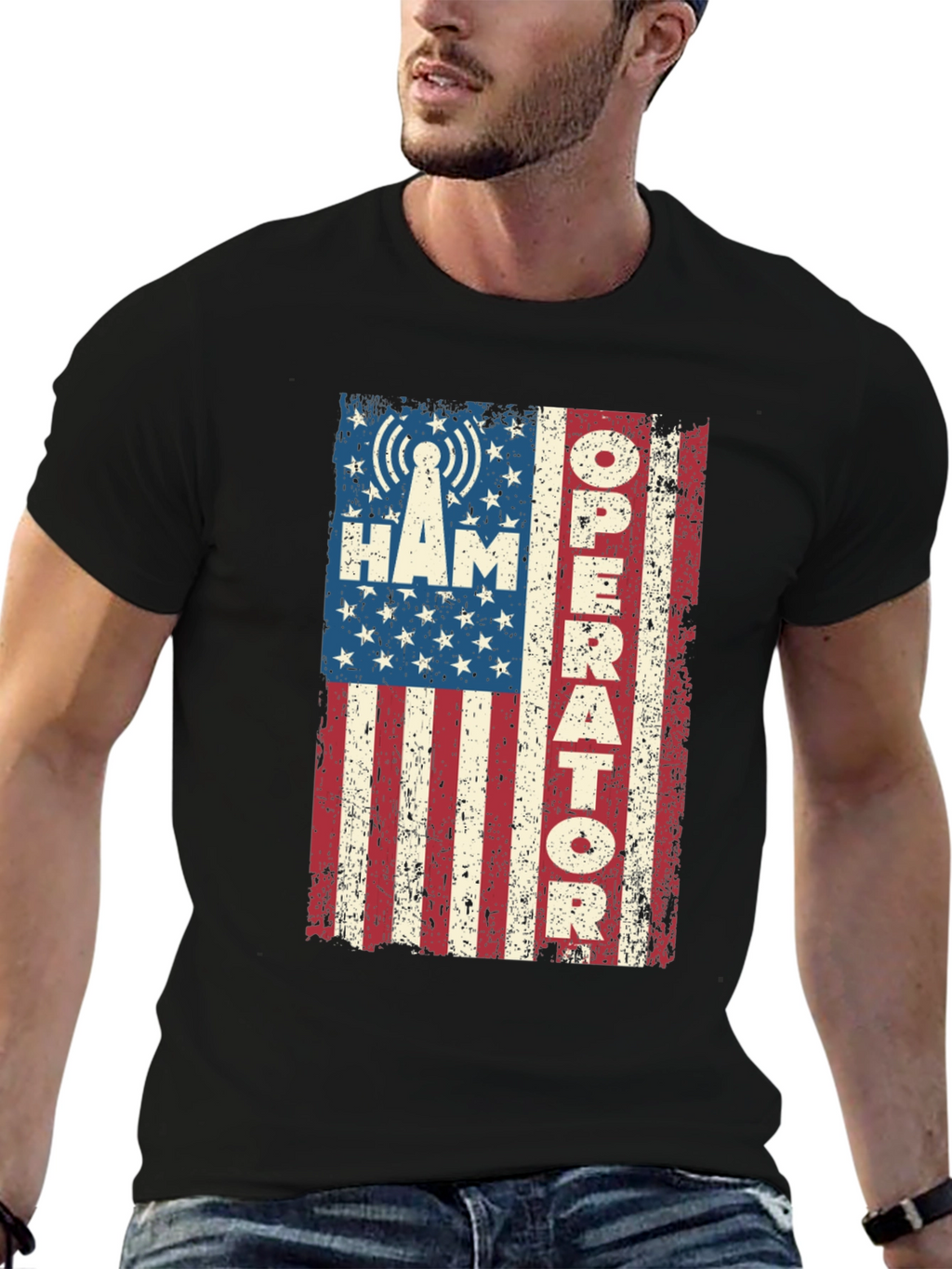Ham Radio Operator American Flag T-Shirt
