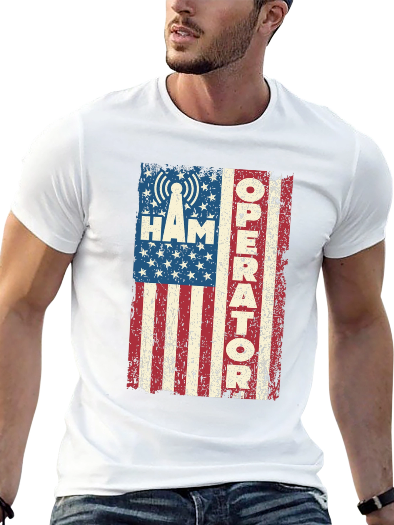 Ham Radio Operator American Flag T-Shirt