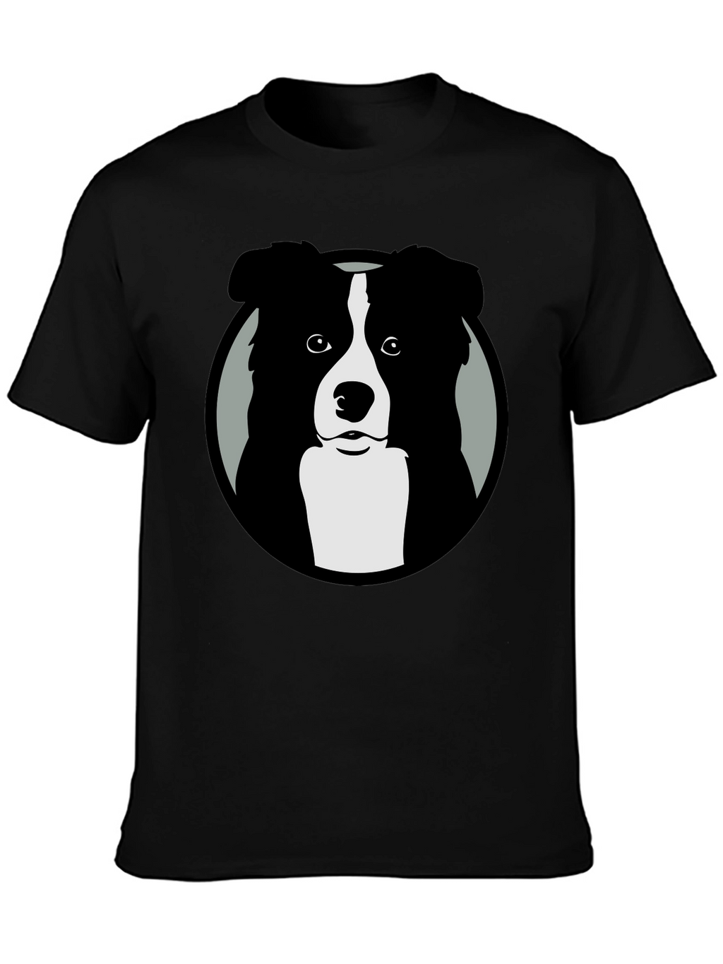 Border Collie Graphic Print Mens Black T-Shirt