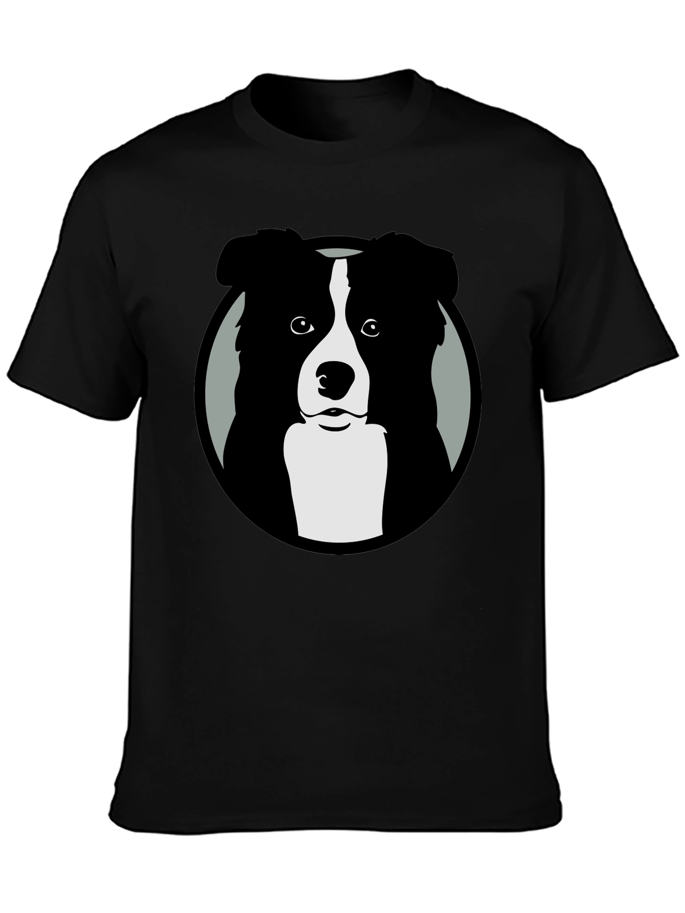 Border Collie Graphic Print Mens Black T-Shirt