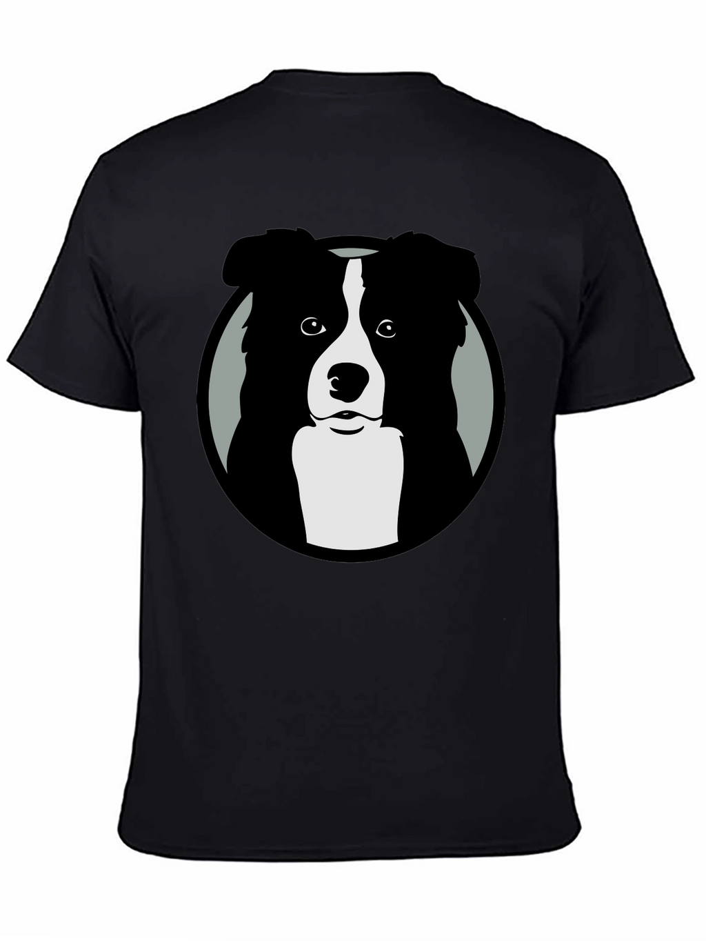 Border Collie Graphic Print Mens Black T-Shirt
