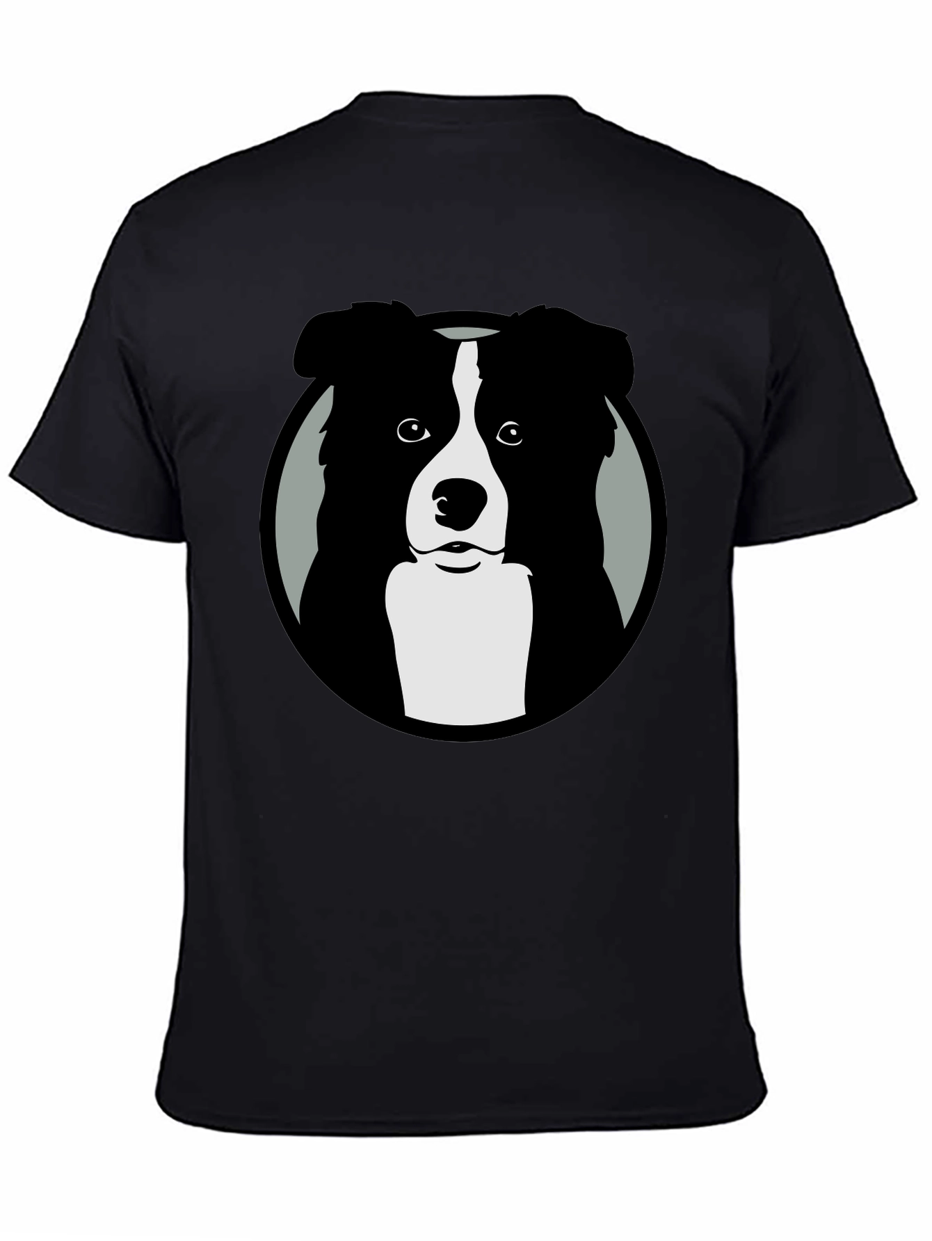 Border Collie Graphic Print Mens Black T-Shirt