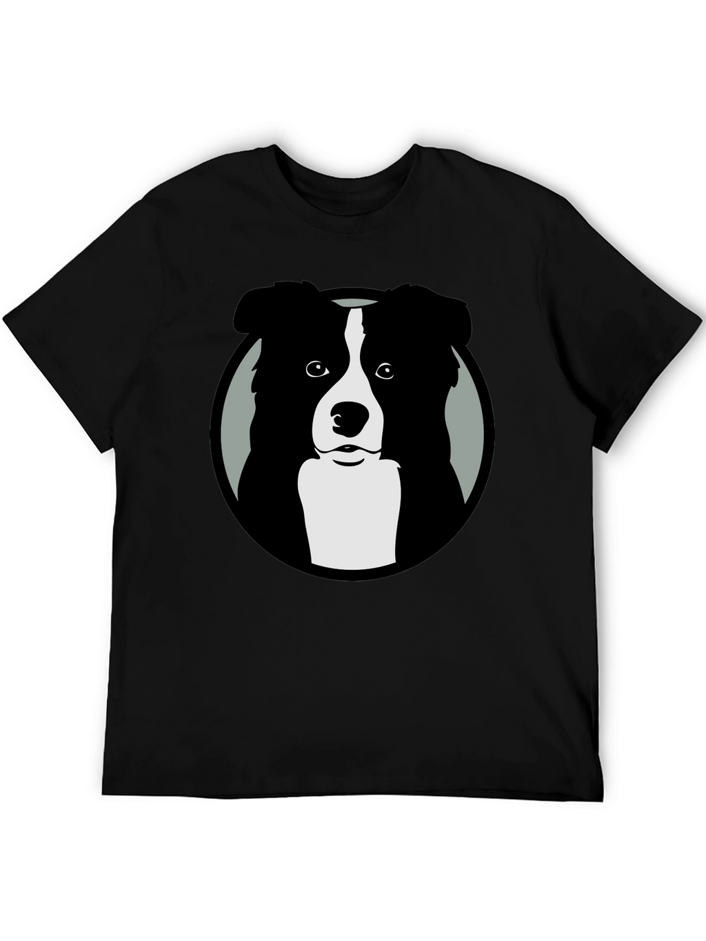 Border Collie Graphic Print Mens Black T-Shirt
