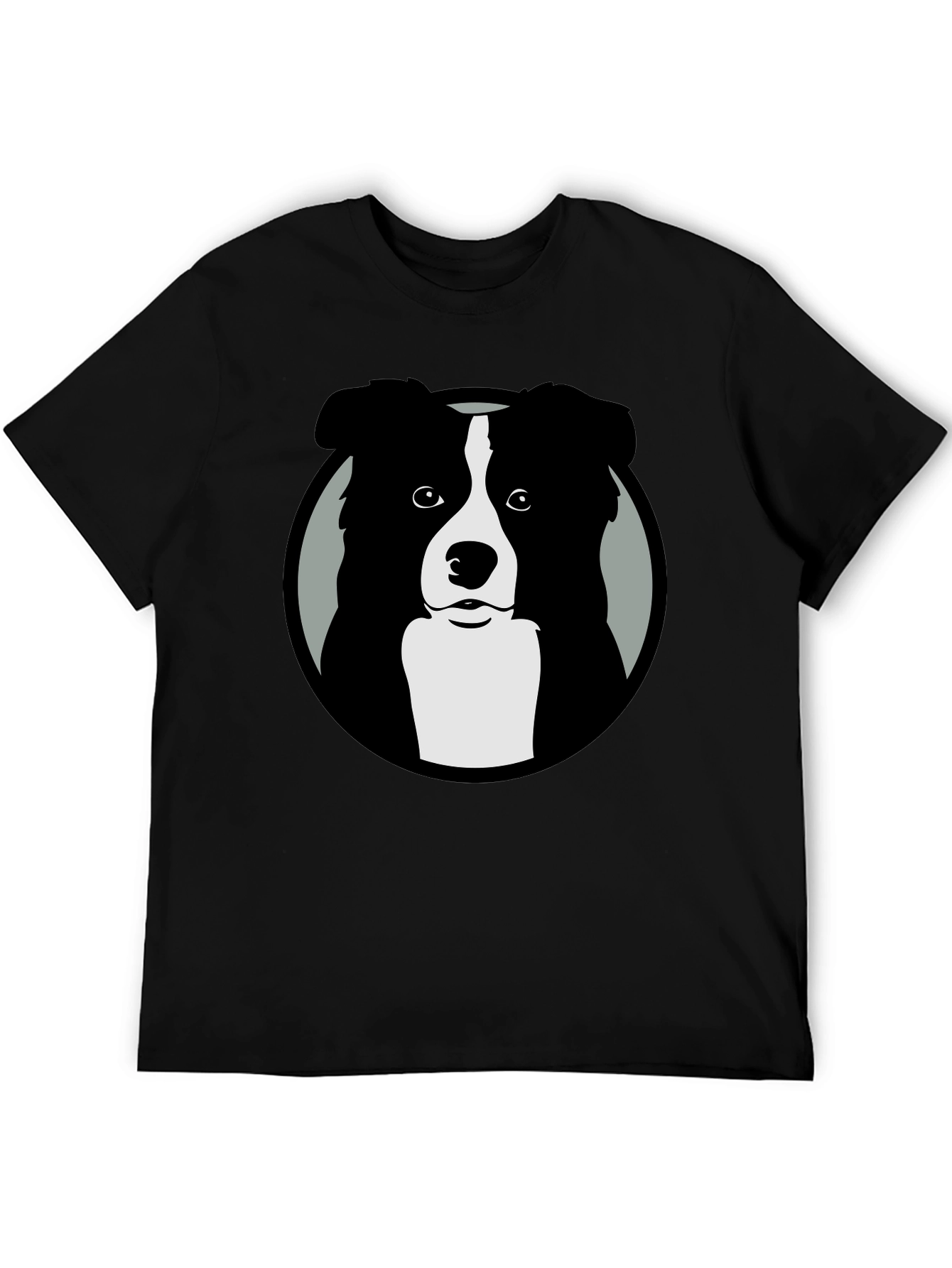 Border Collie Graphic Print Mens Black T-Shirt