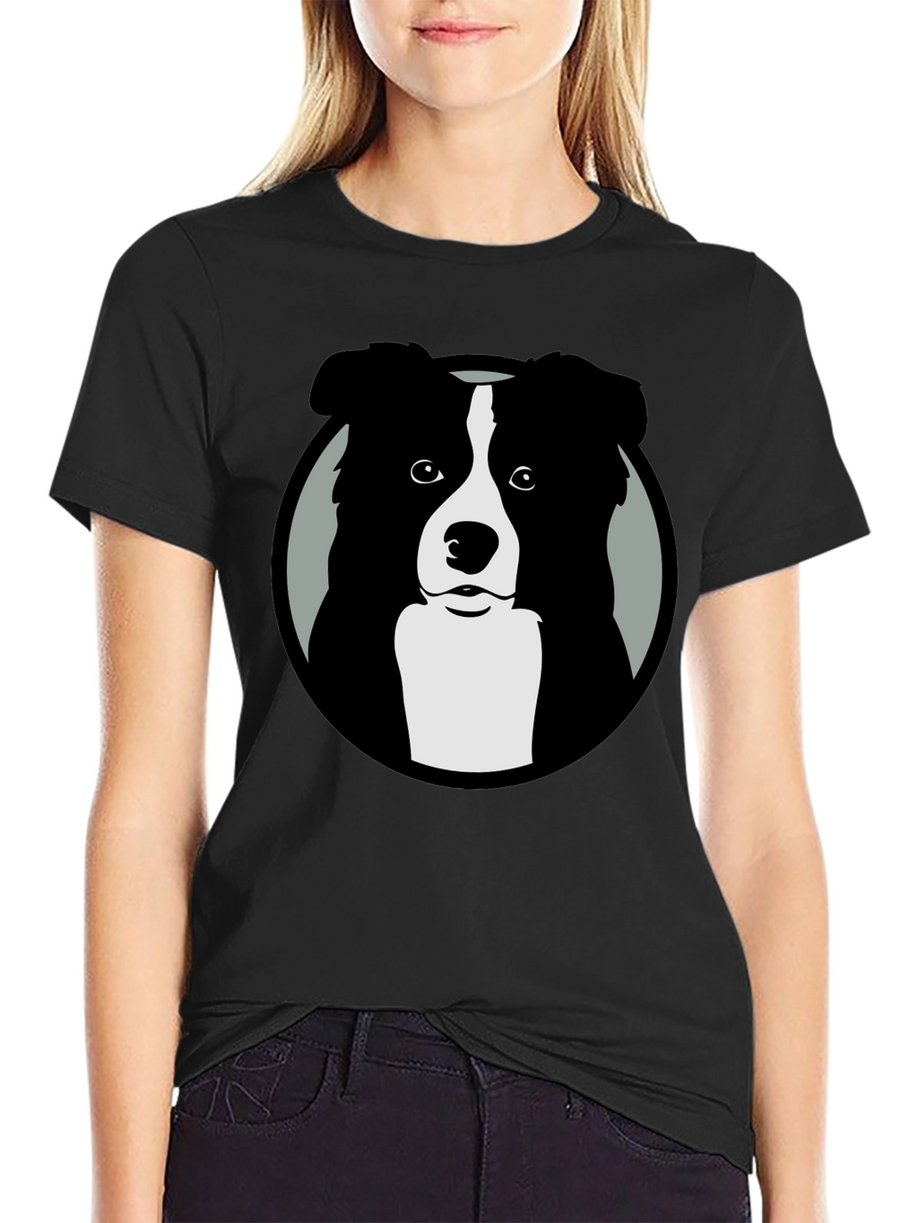 Border Collie Graphic Print Mens Black T-Shirt