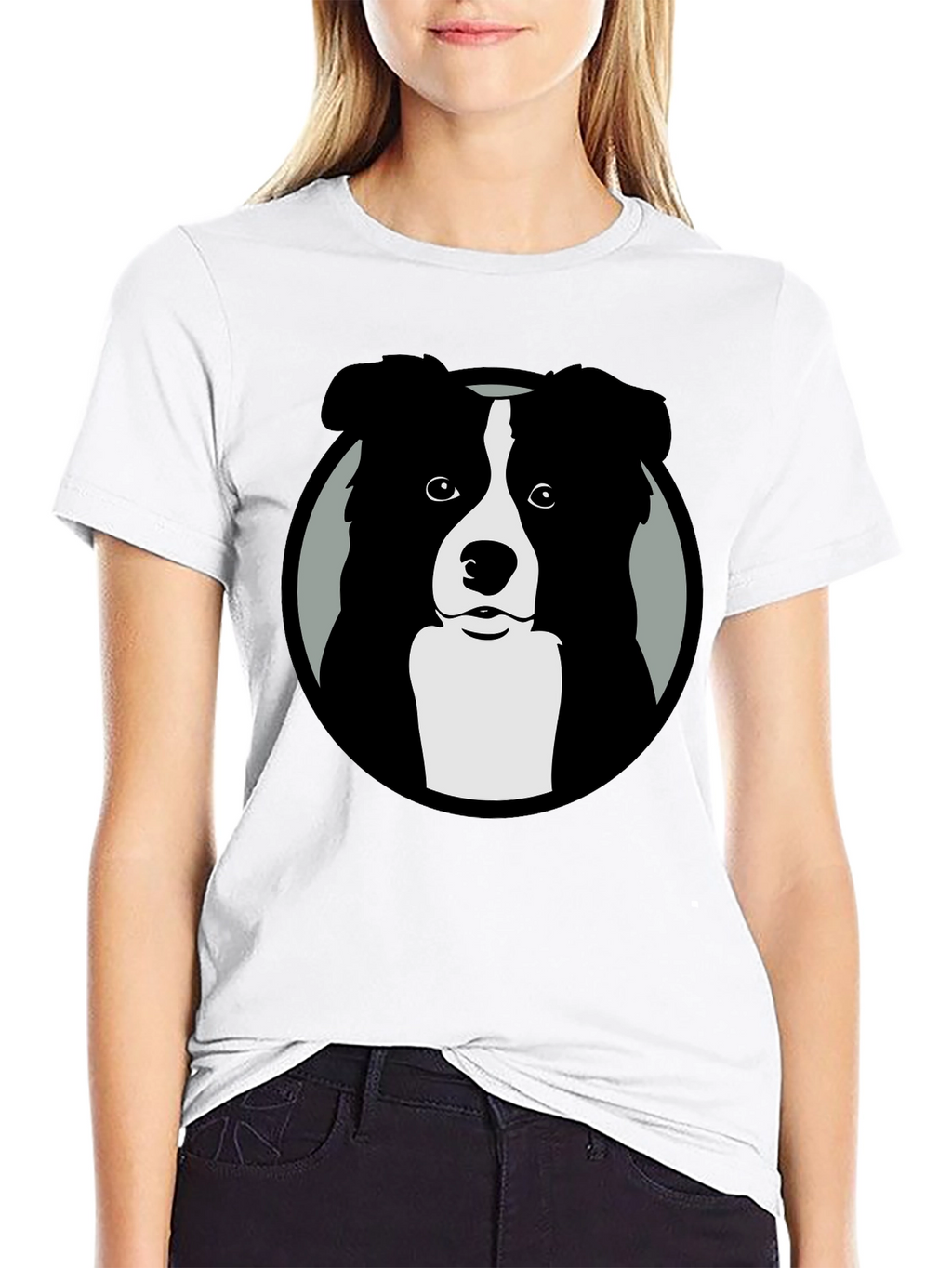 Border Collie Graphic Print Mens Black T-Shirt