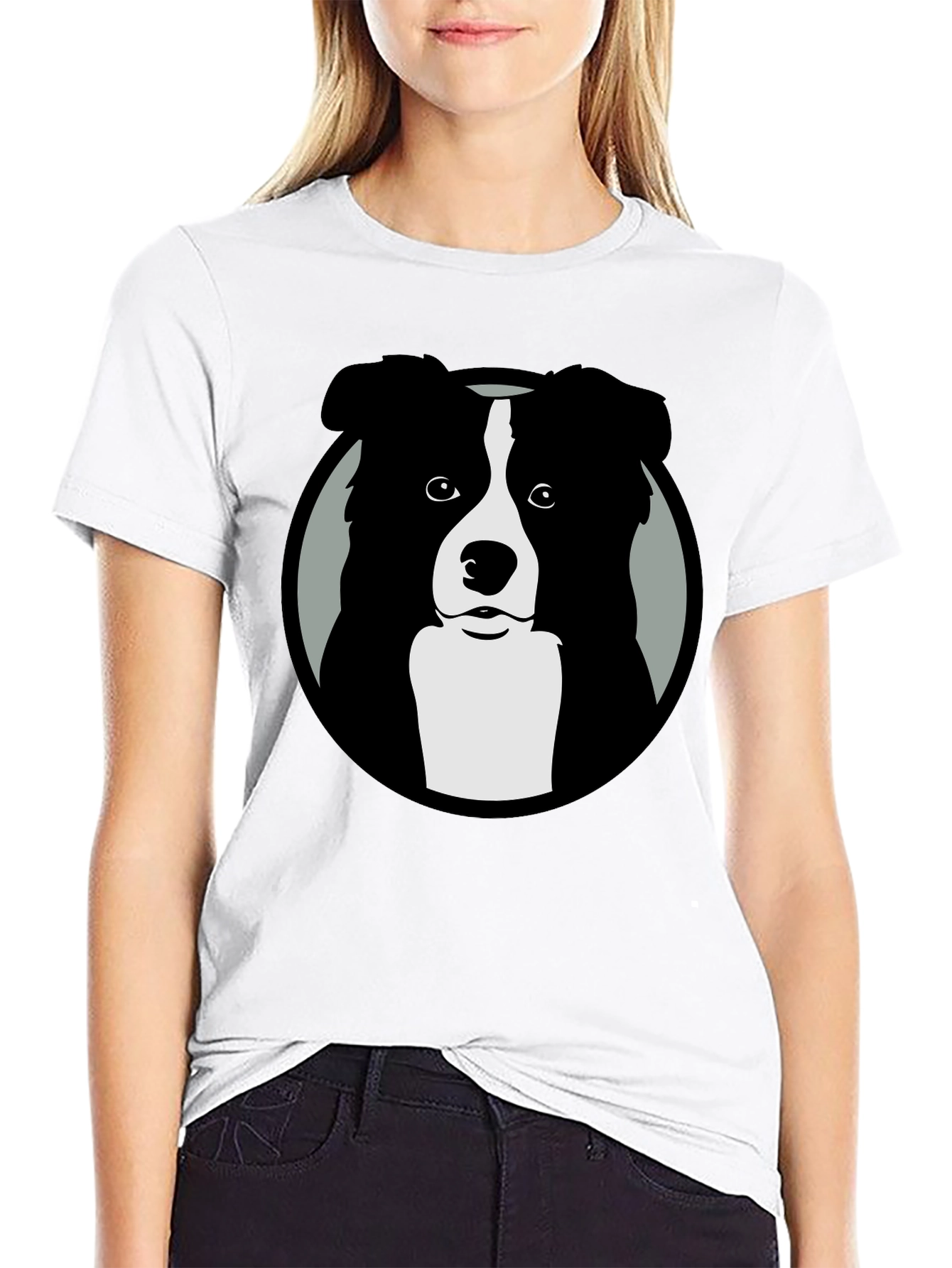 Border Collie Graphic Print Mens Black T-Shirt