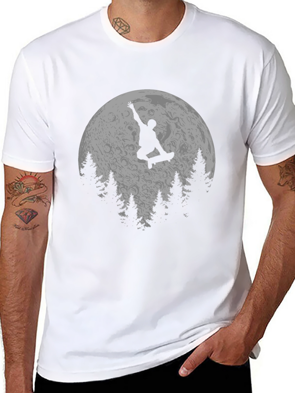 Skateboarder Moon Graphic T-Shirt