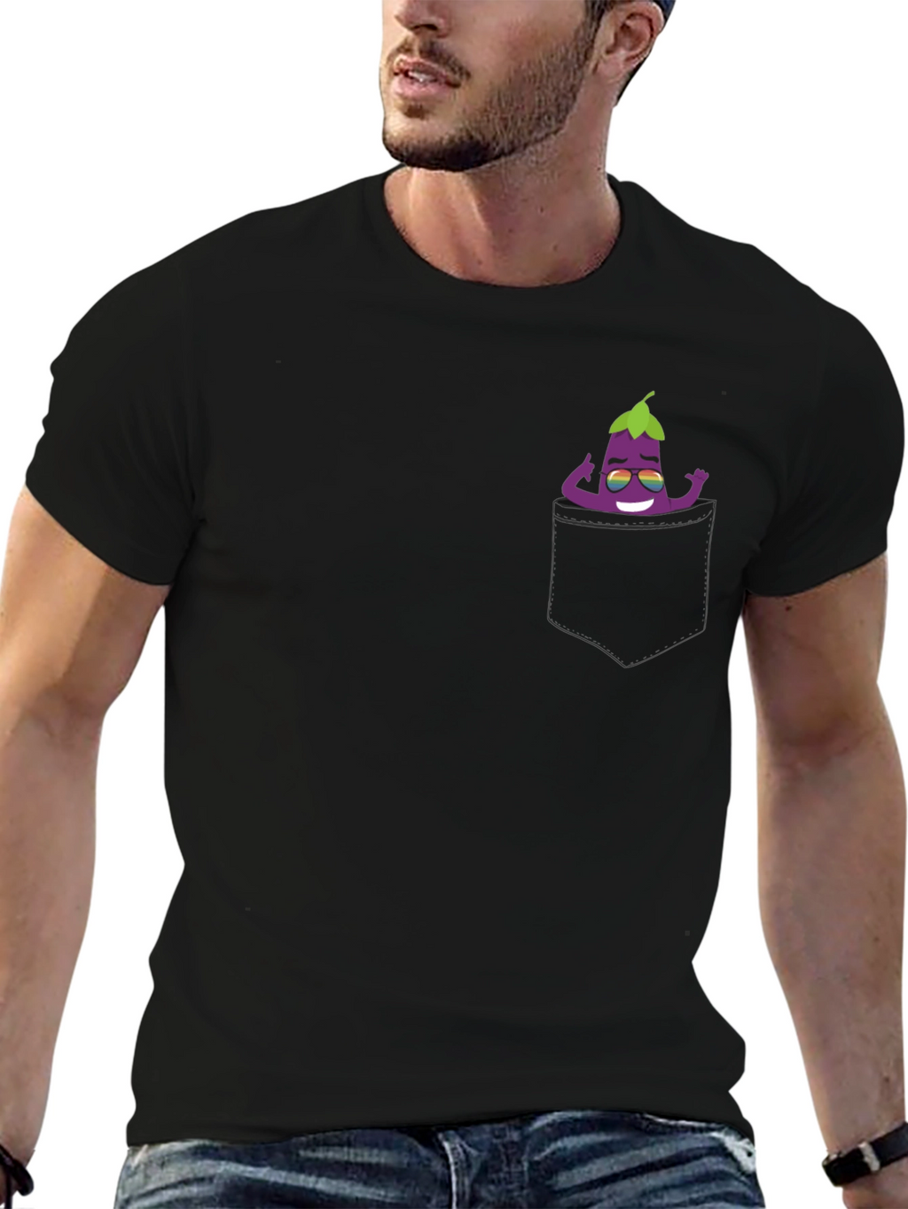 Cool Eggplant Pocket T-Shirt