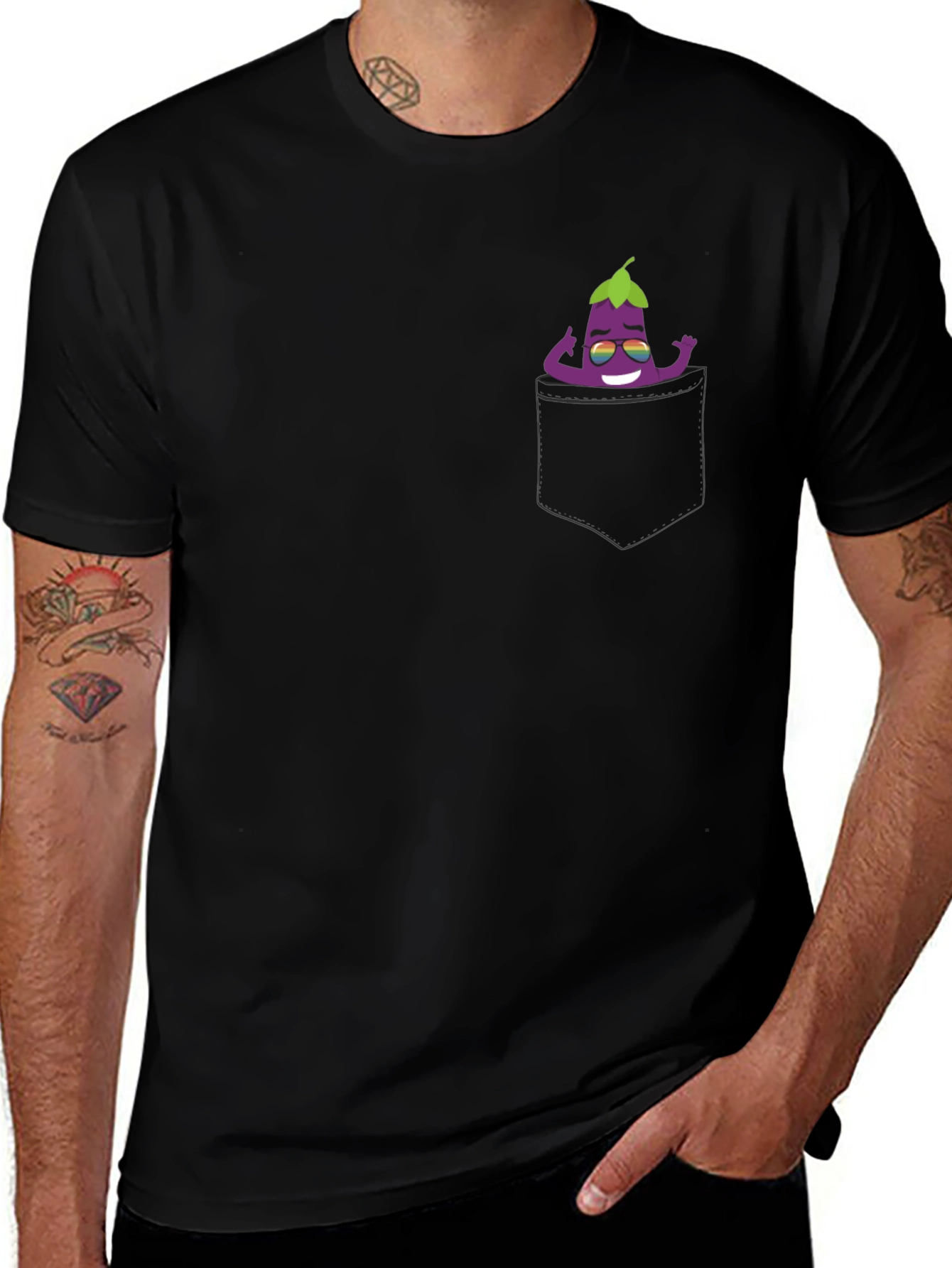 Cool Eggplant Pocket T-Shirt