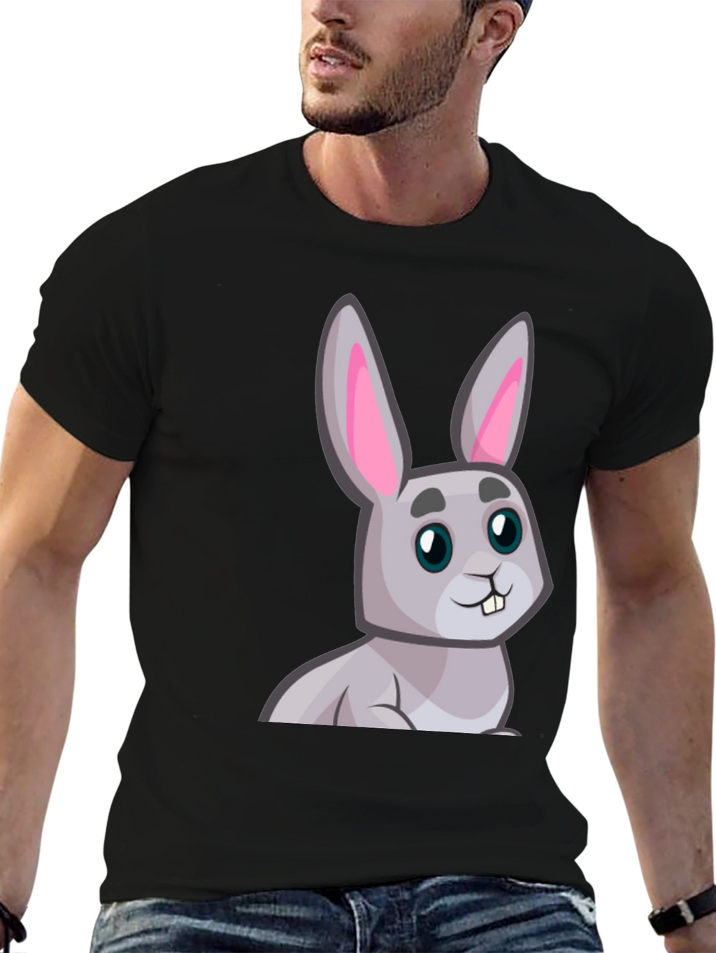Cute Cartoon Rabbit Graphic T-Shirt