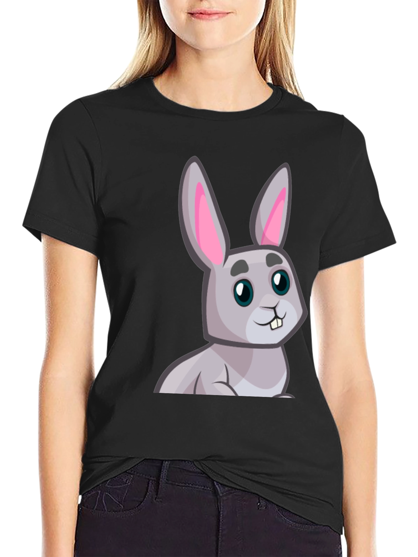 Cute Cartoon Rabbit Graphic T-Shirt