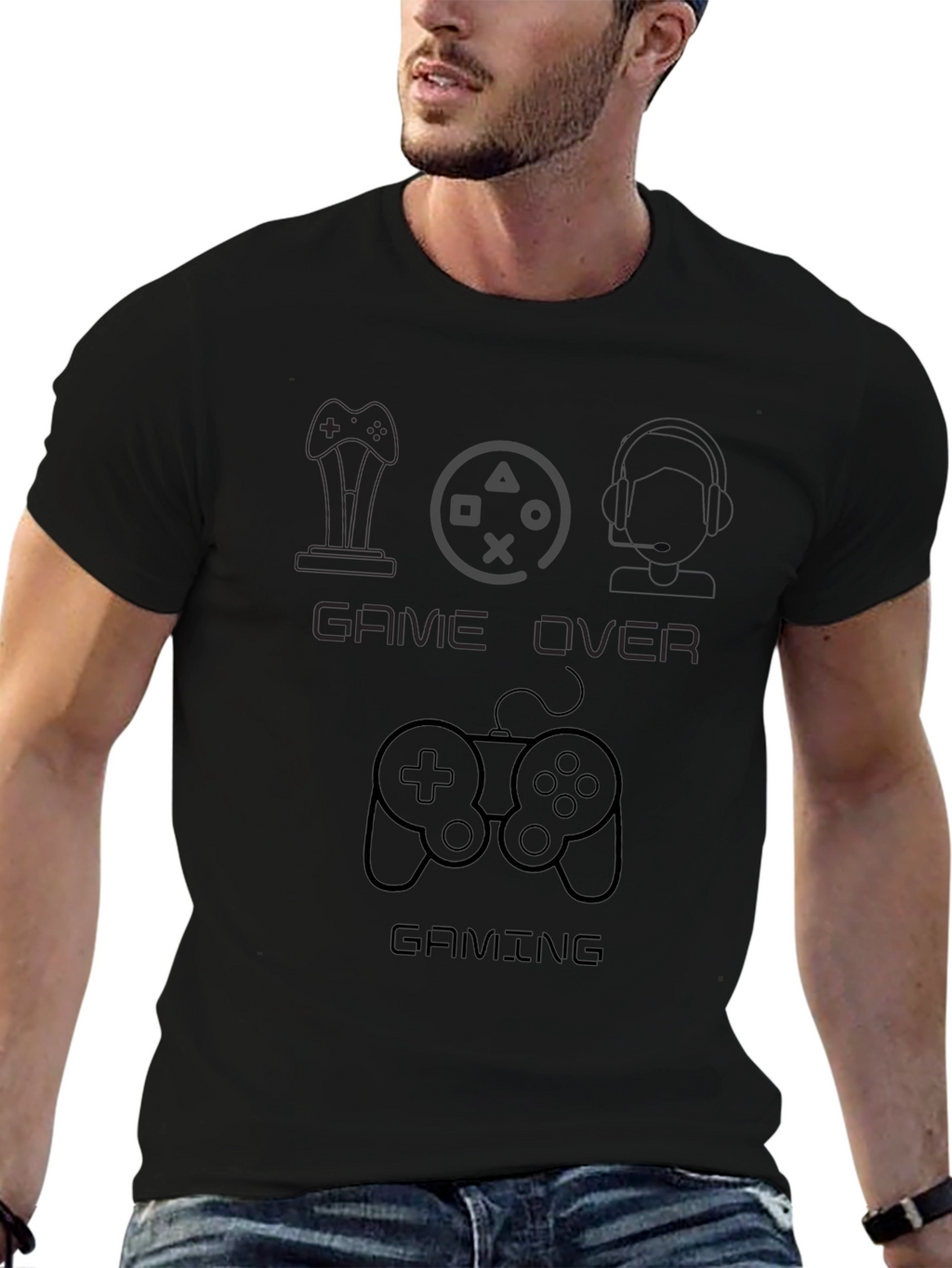 Game Over Gaming T-Shirt - Black Graphic Tee