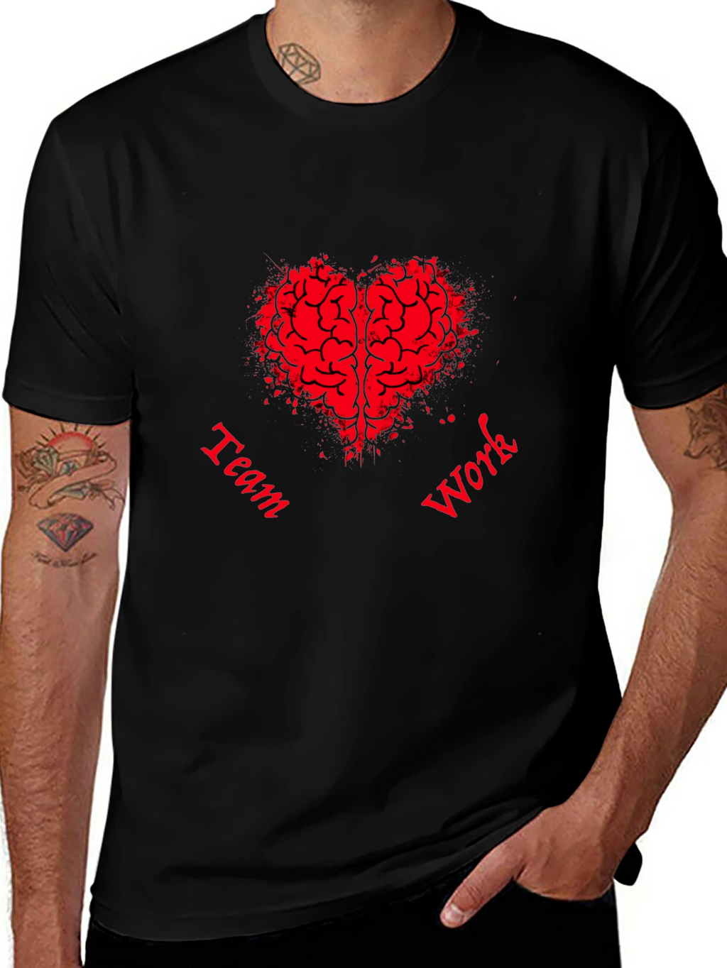 Teamwork Brain Heart Graphic T-Shirt