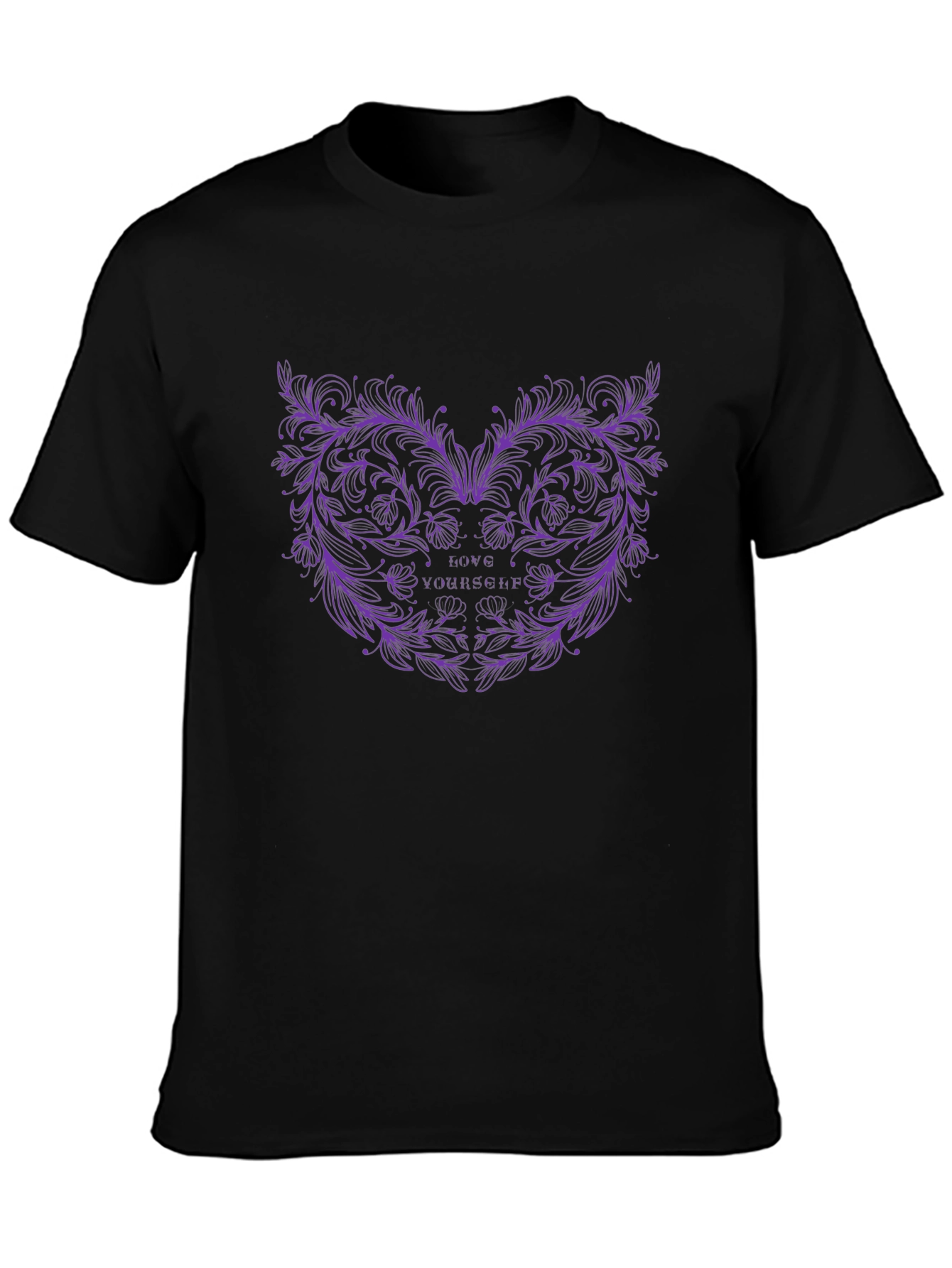 Love Yourself Floral Graphic Black Tee