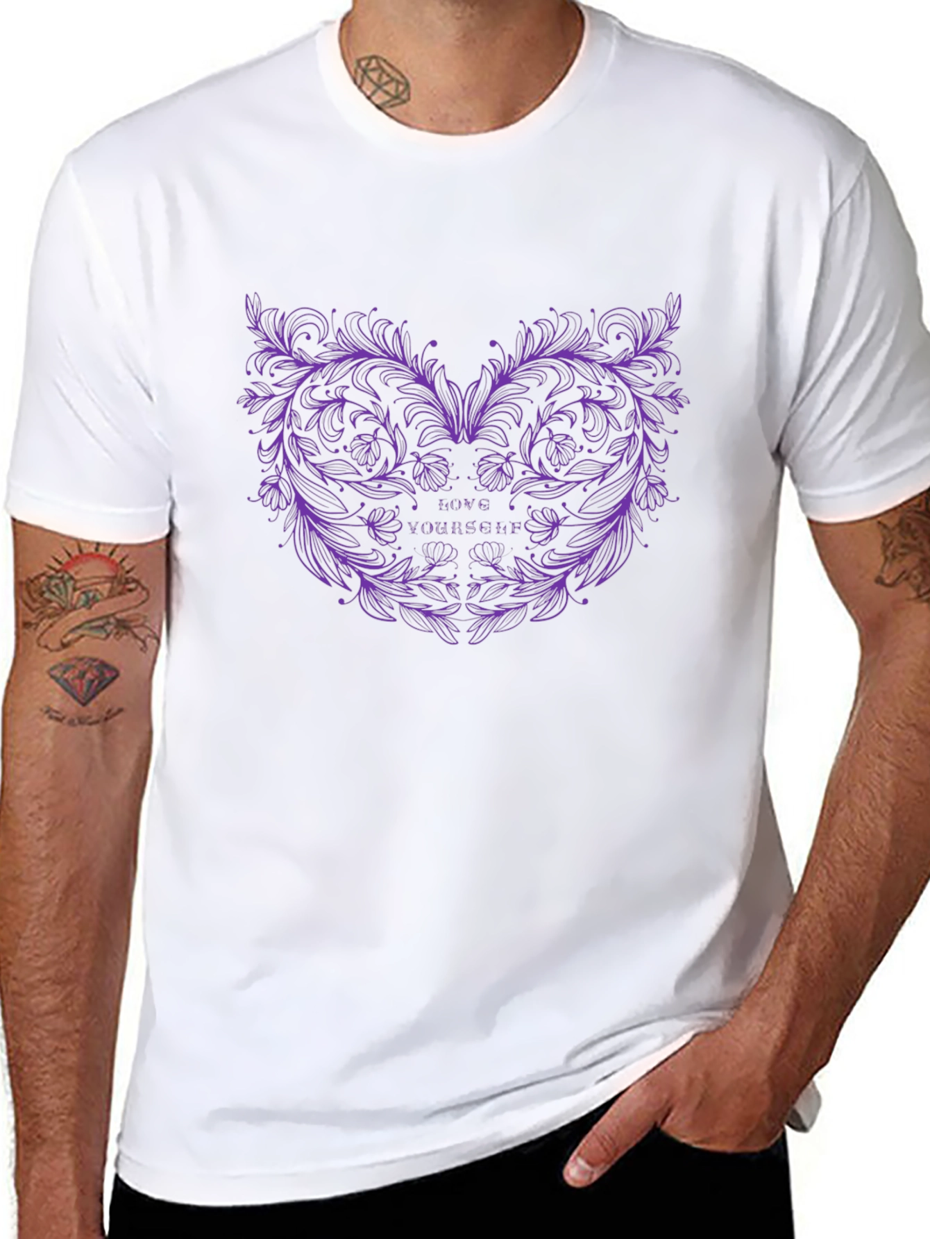 Love Yourself Floral Graphic Black Tee