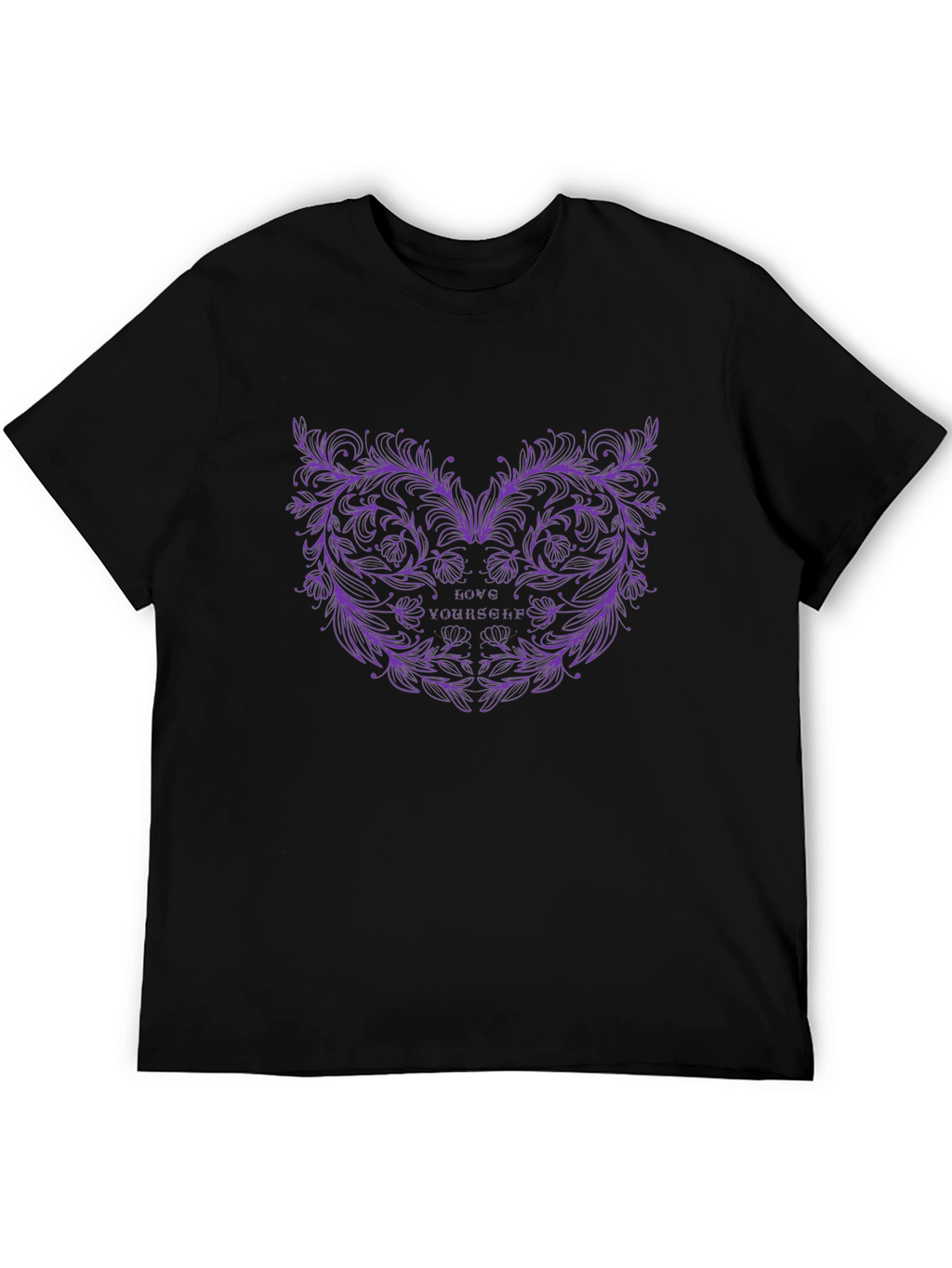 Love Yourself Floral Graphic Black Tee
