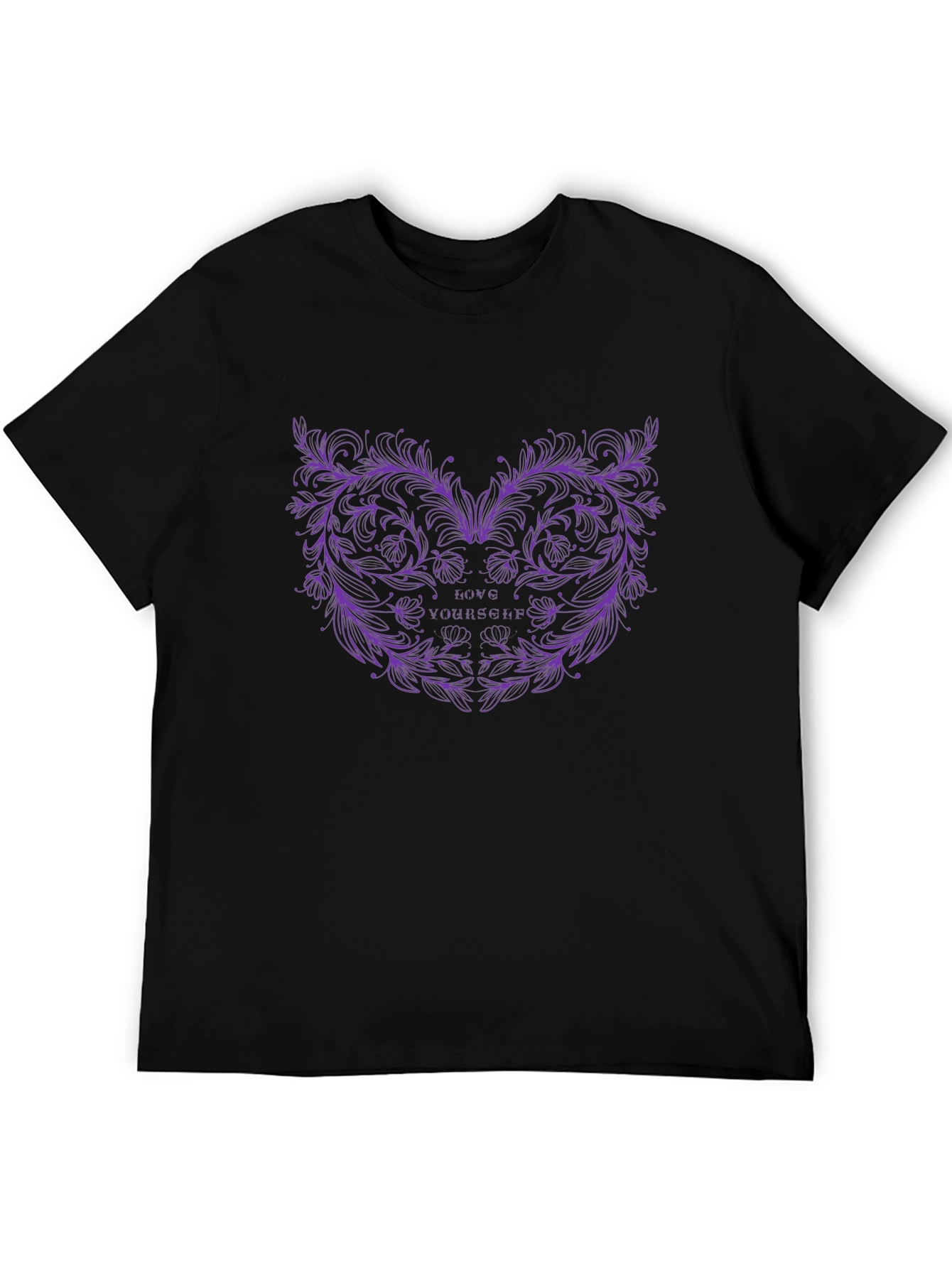 Love Yourself Floral Graphic Black Tee