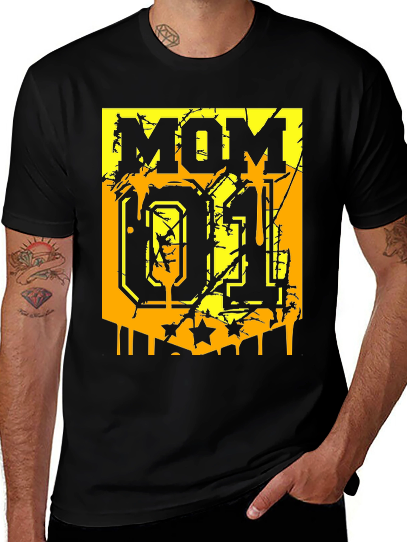Mom 01 Graphic Print Black T-Shirt