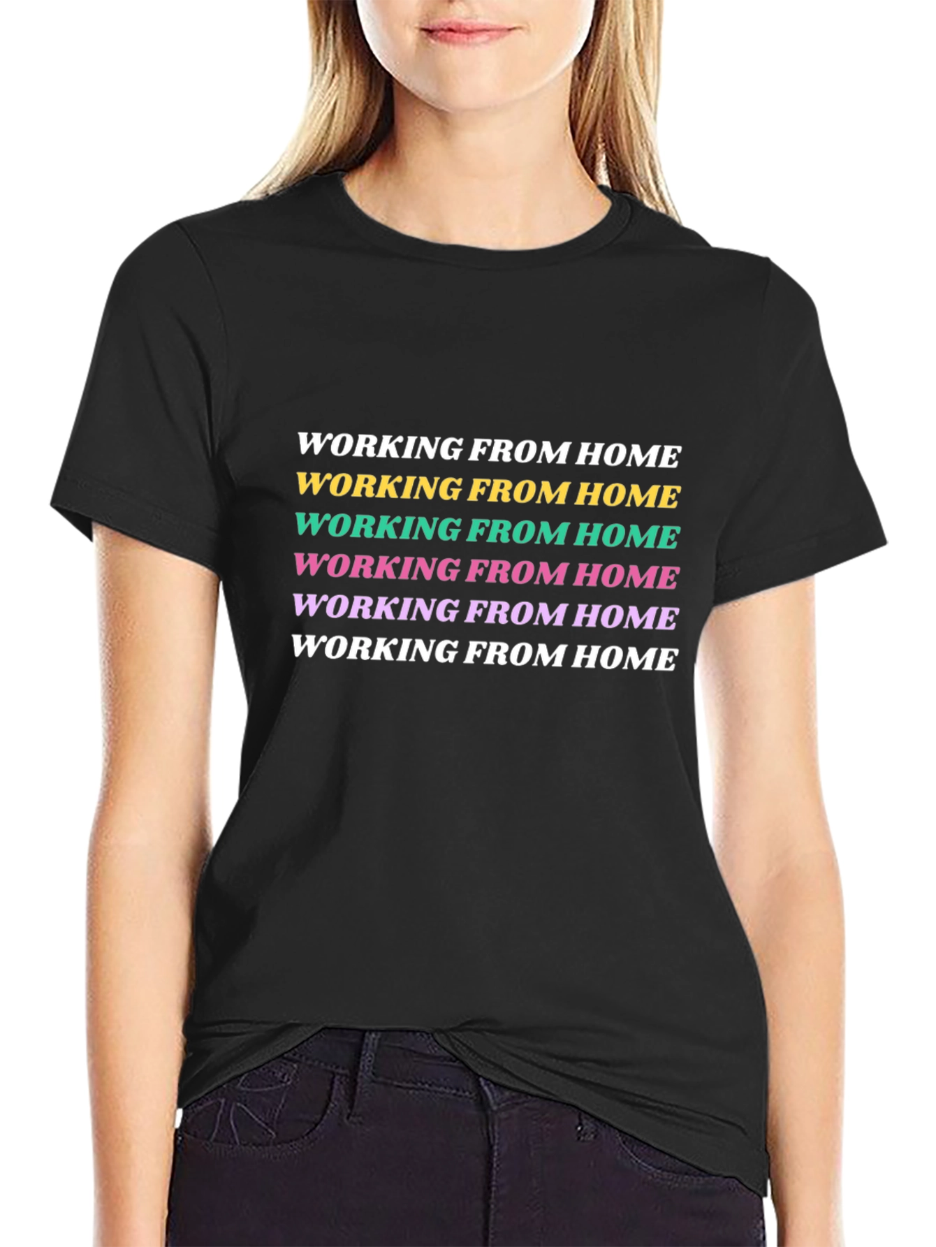 Working From Home T-Shirt - Trendy Colorful Design