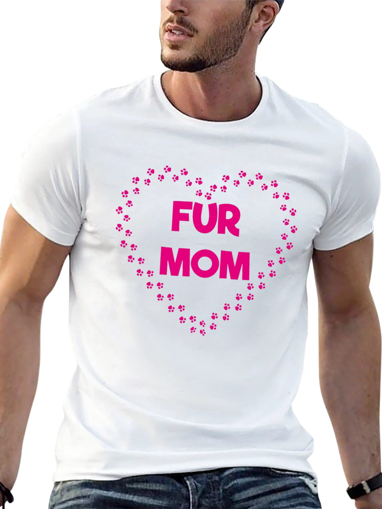 Fur Mom Paw Print Heart T-Shirt
