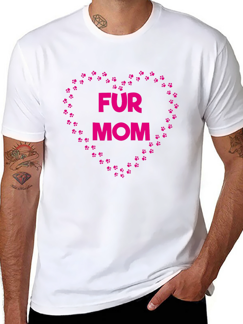 Fur Mom Paw Print Heart T-Shirt