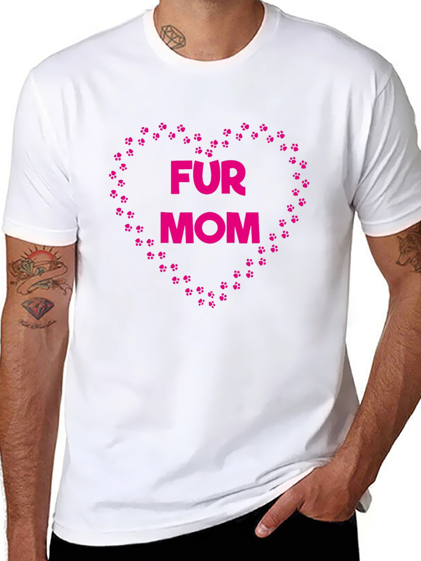 Fur Mom Paw Print Heart T-Shirt