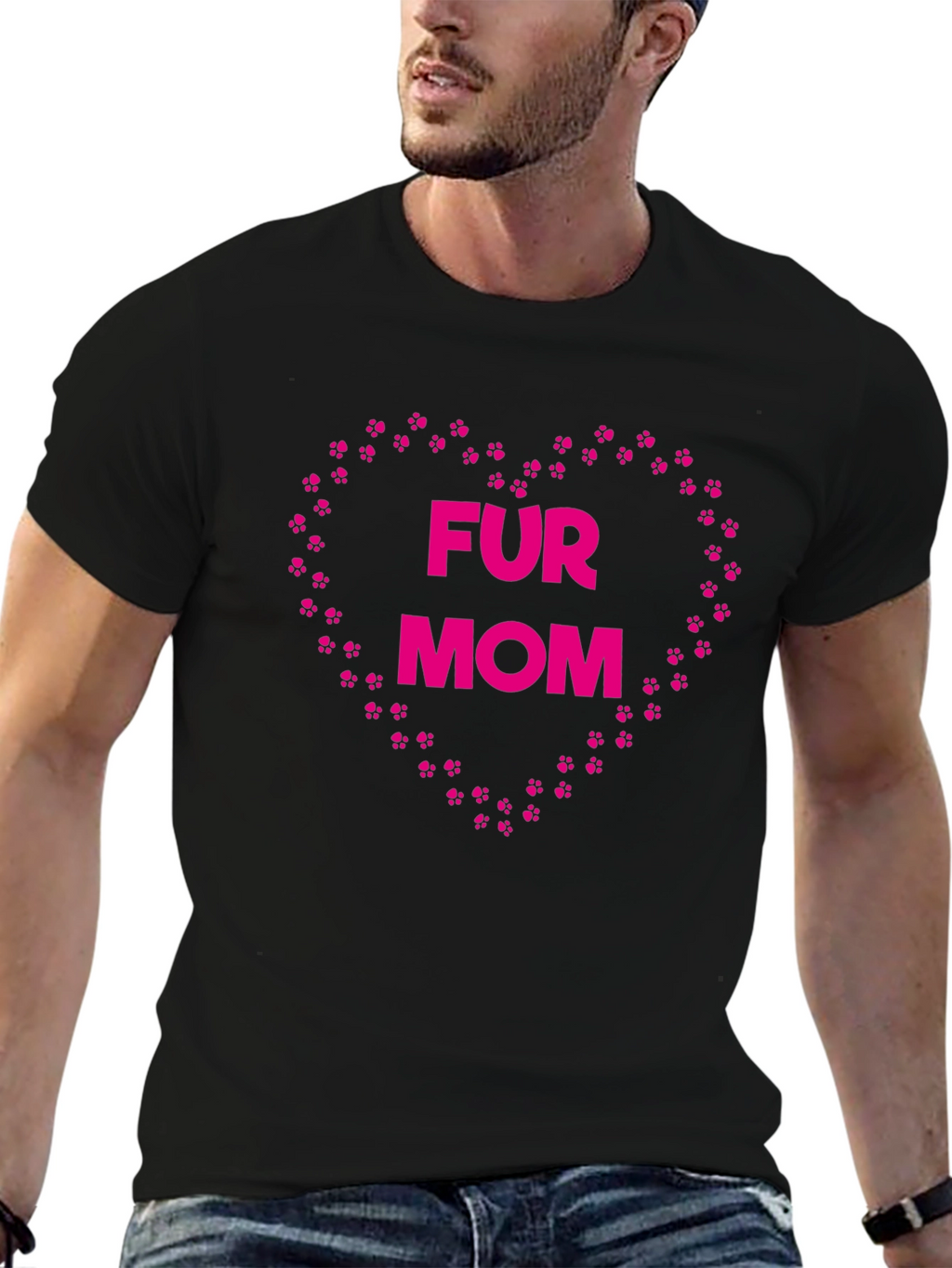 Fur Mom Paw Print Heart T-Shirt