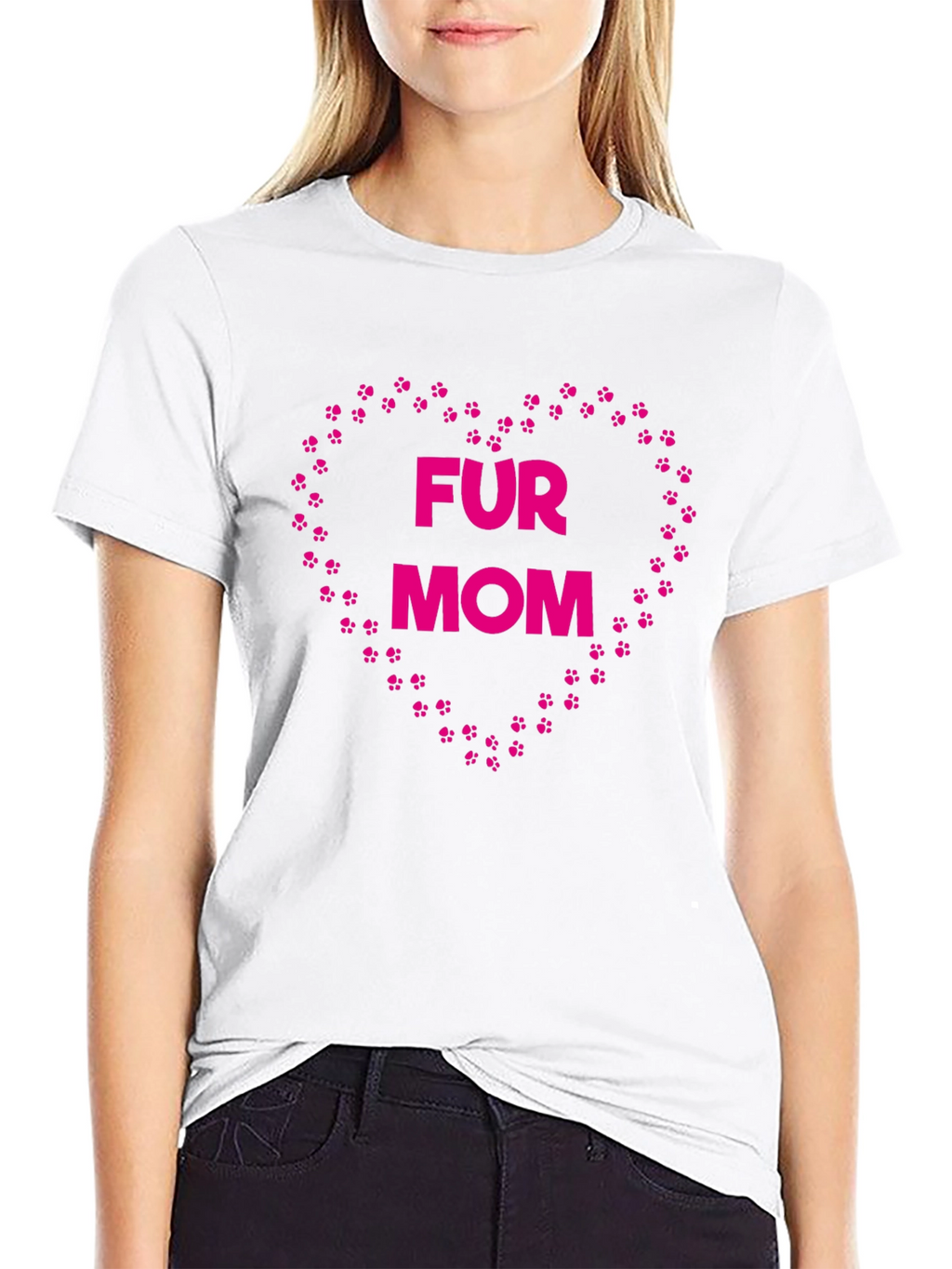 Fur Mom Paw Print Heart T-Shirt