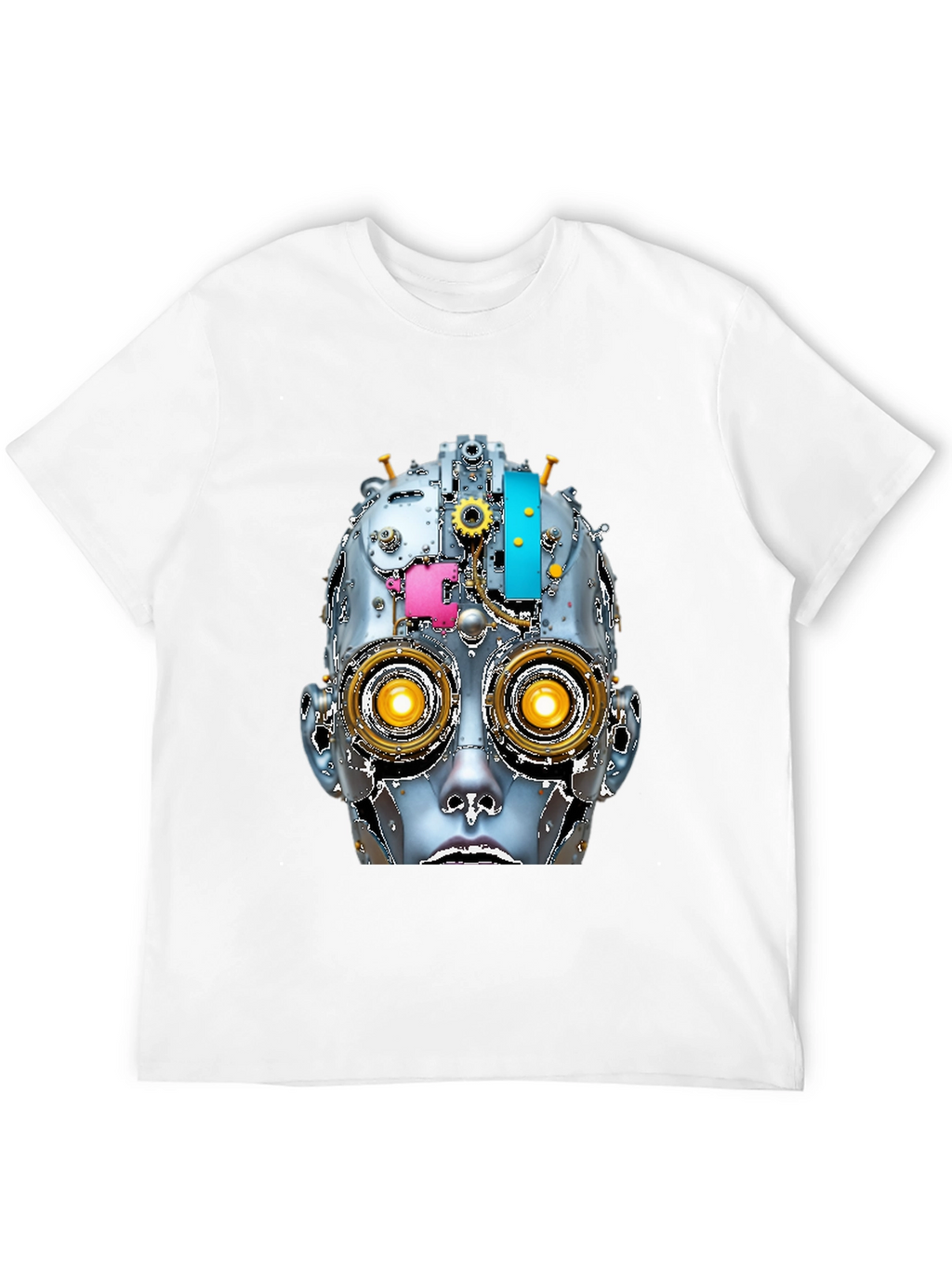 Steampunk Robot Head Graphic Tee - Unique Design