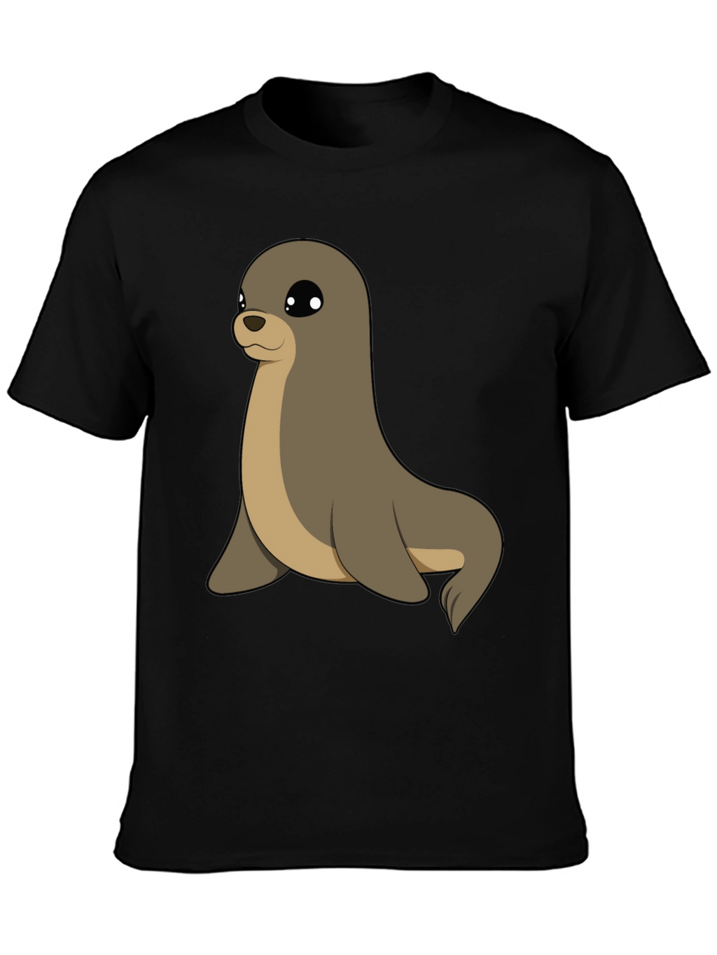 Cute Seal Graphic Tee - Casual Black T-Shirt