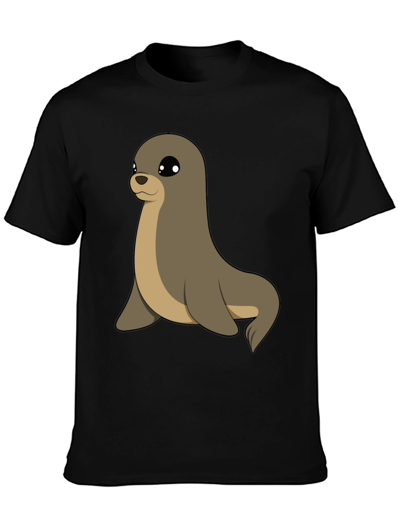 Cute Seal Graphic Tee - Casual Black T-Shirt