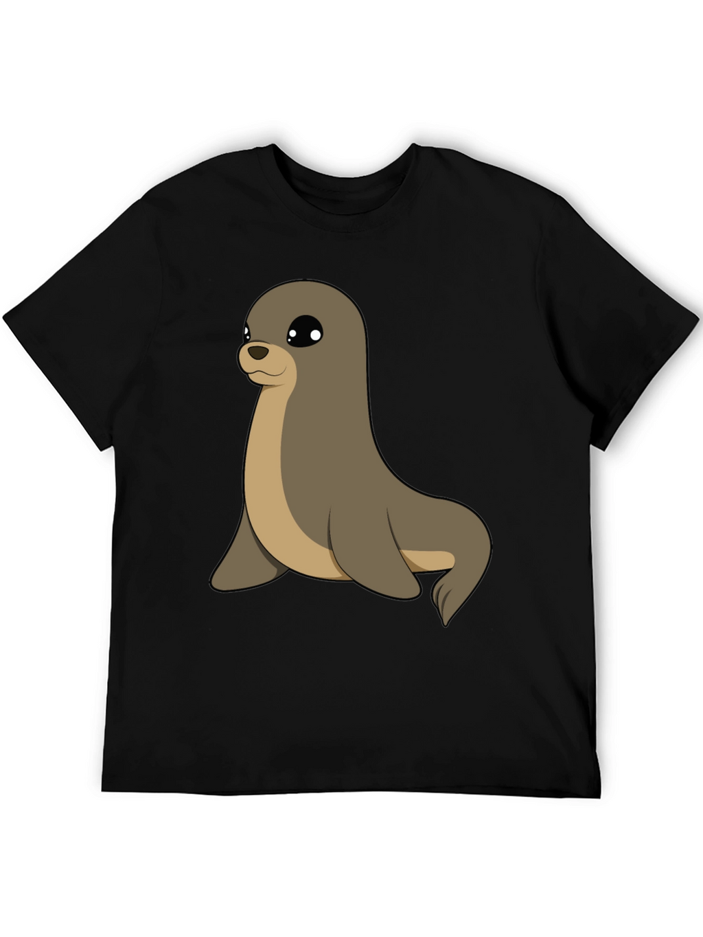 Cute Seal Graphic Tee - Casual Black T-Shirt